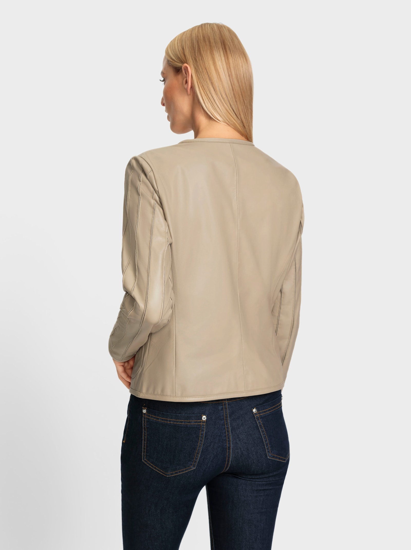 heine Lederjacke mit Mesh-Einsätzen - sand