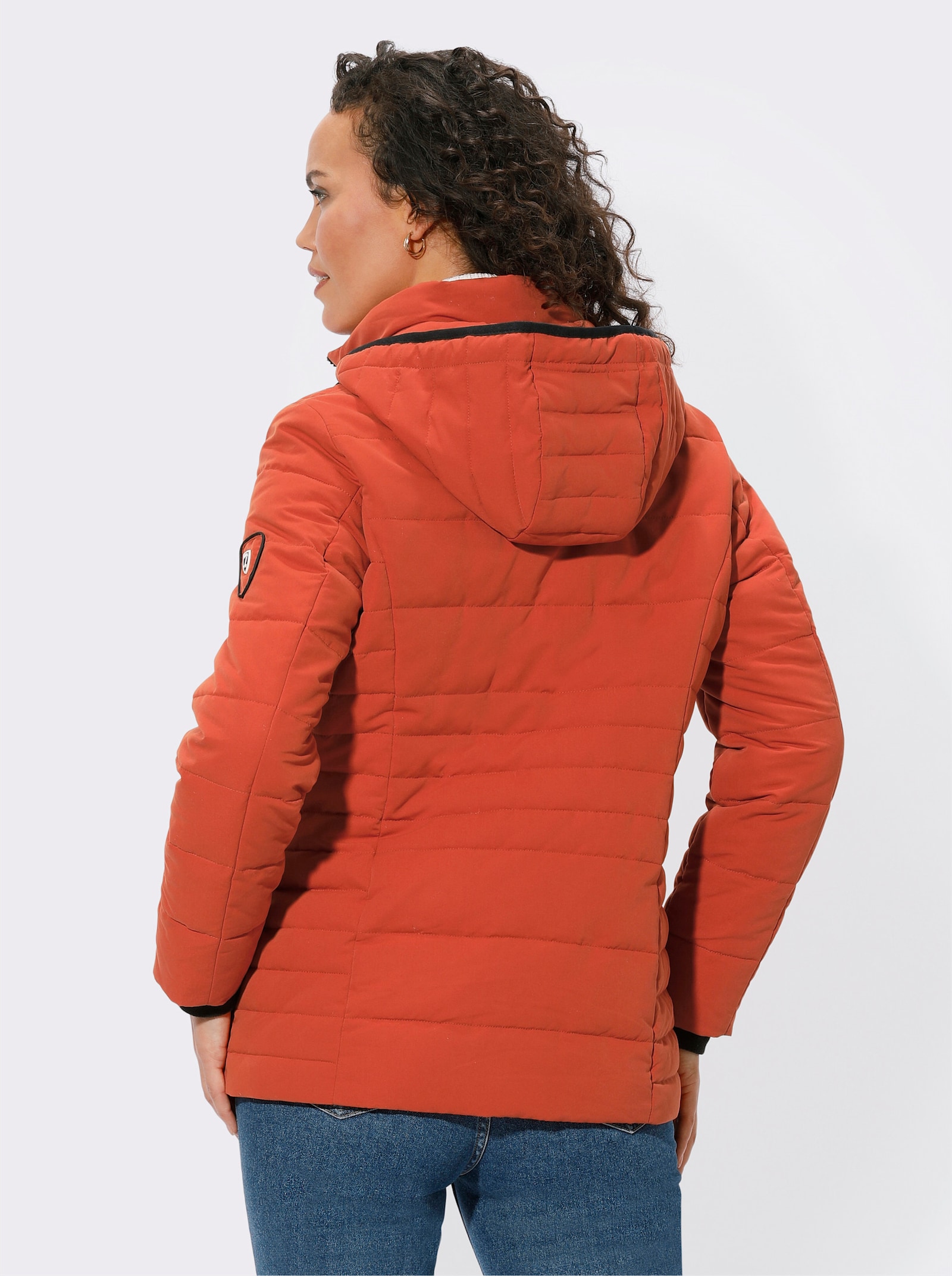 Steppjacke mit Ripsband-Verzierung - rostrot
