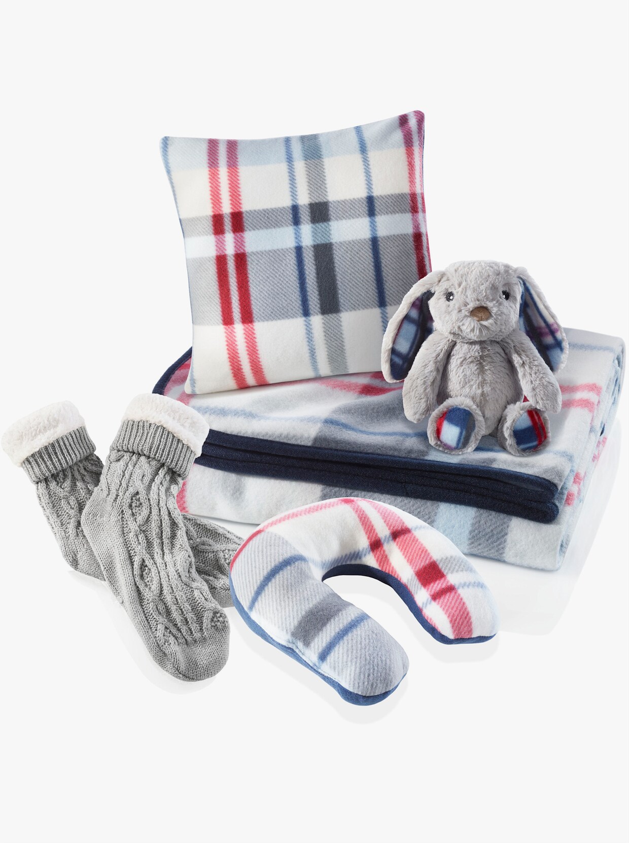 vijfdelige knufffelset - marine geruit