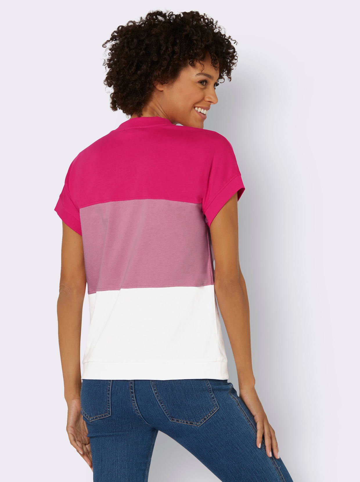 Shirt - pink-ecru