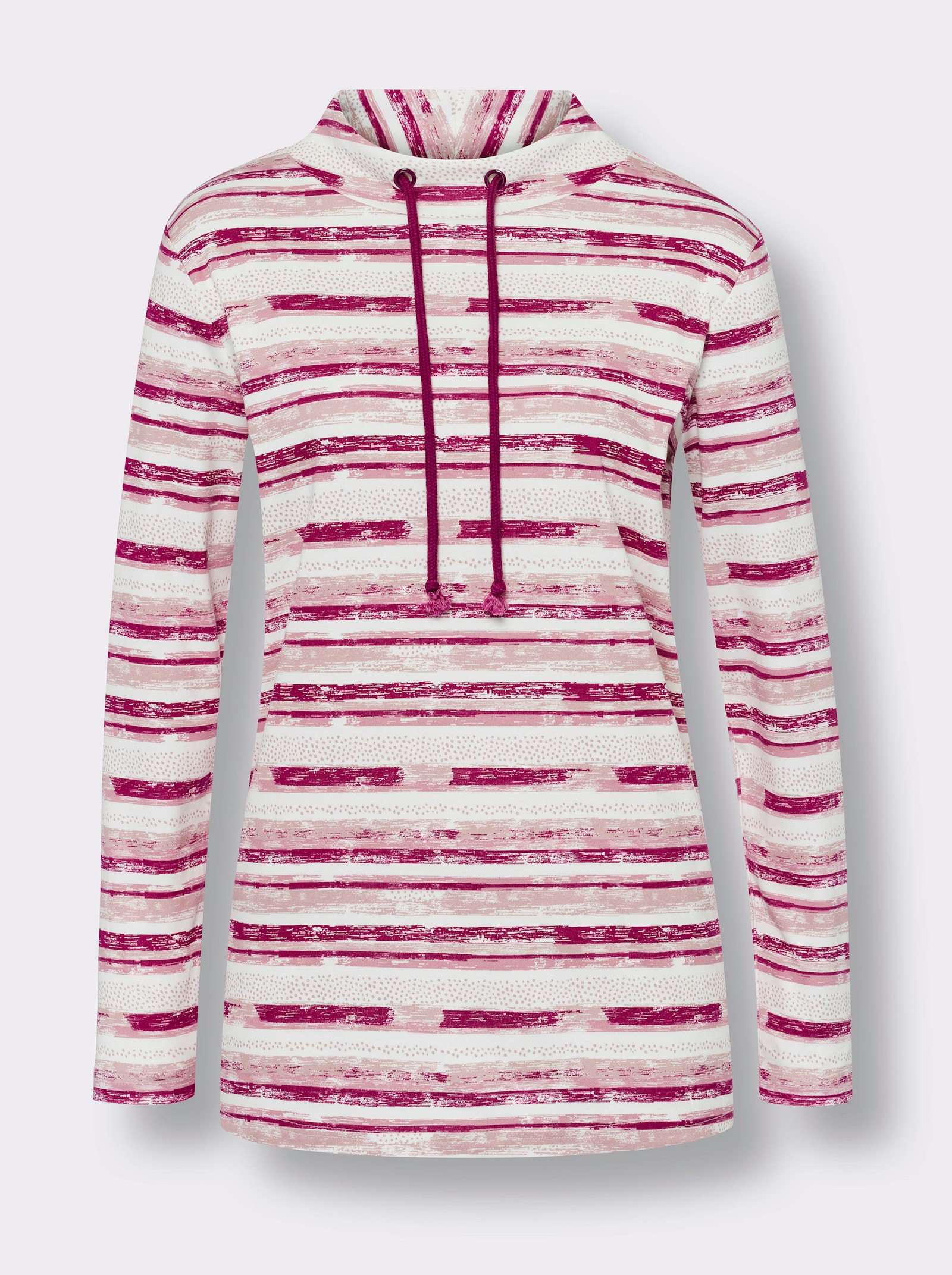 Shirt met lange mouwen en streeppatroon - hortensia/ecru bedrukt