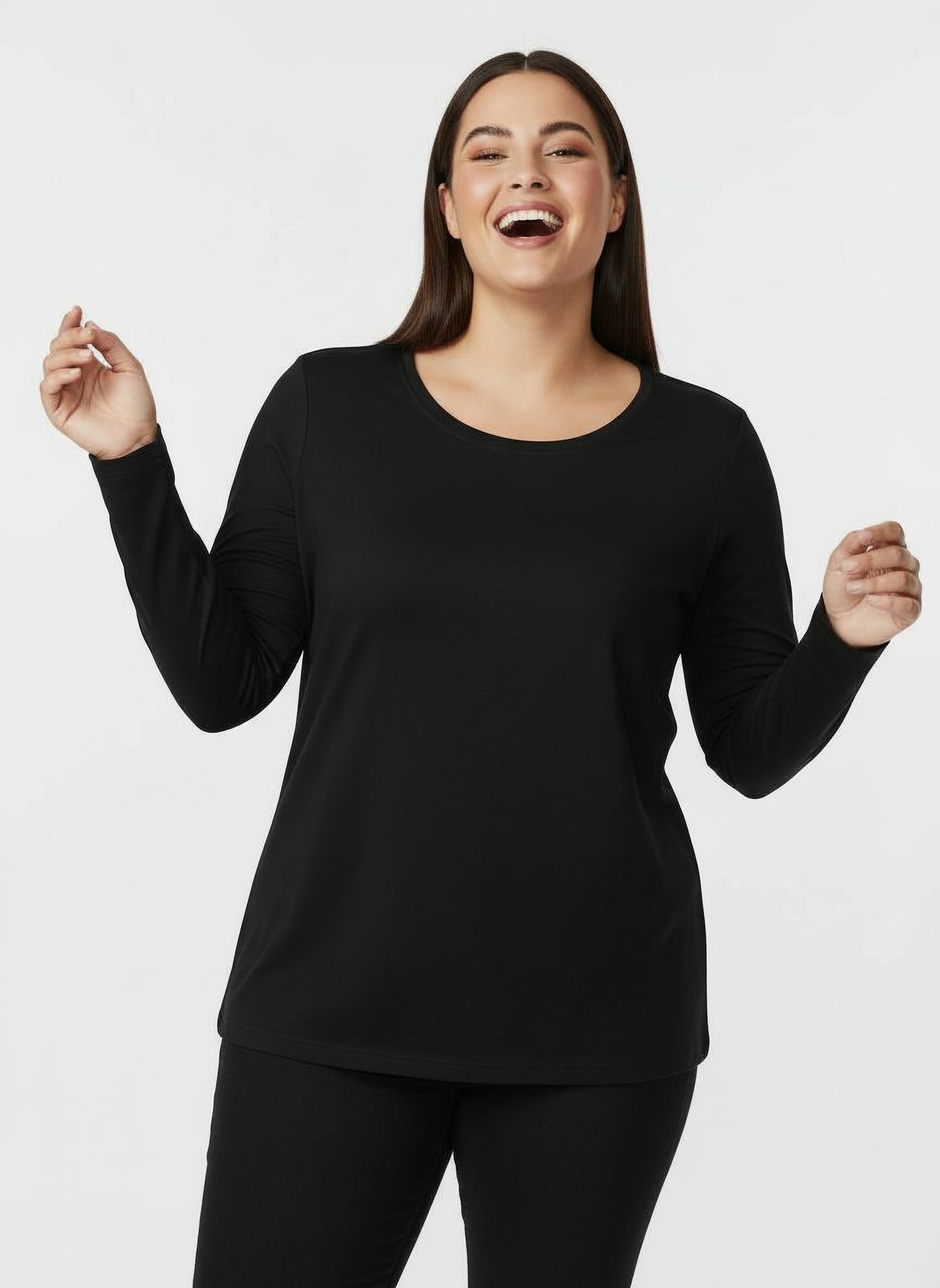 Rundhalsshirt mit zertifizierter Baumwolle - schwarz