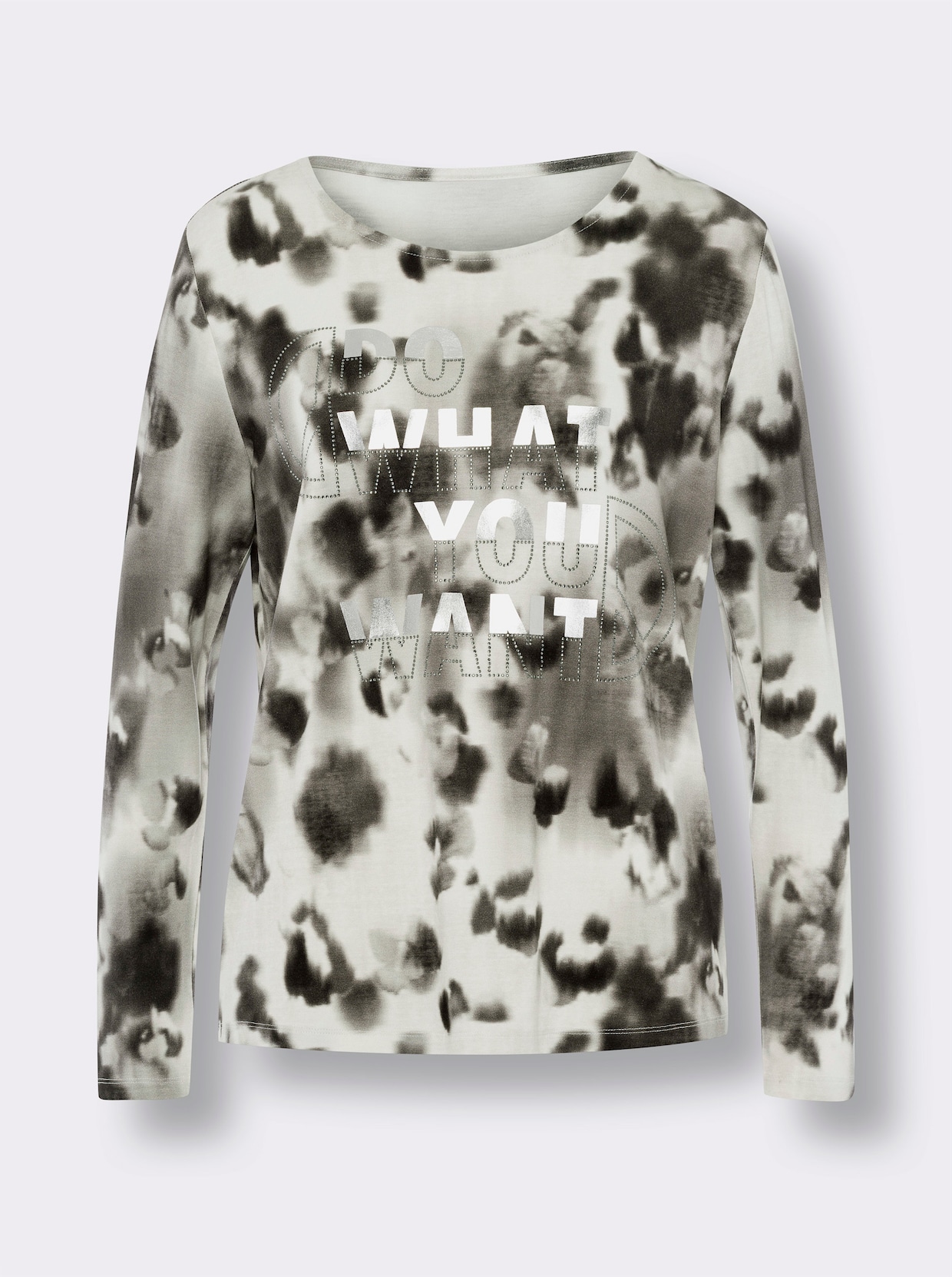 heine Shirt met lange mouwen - ecru/zwart geprint