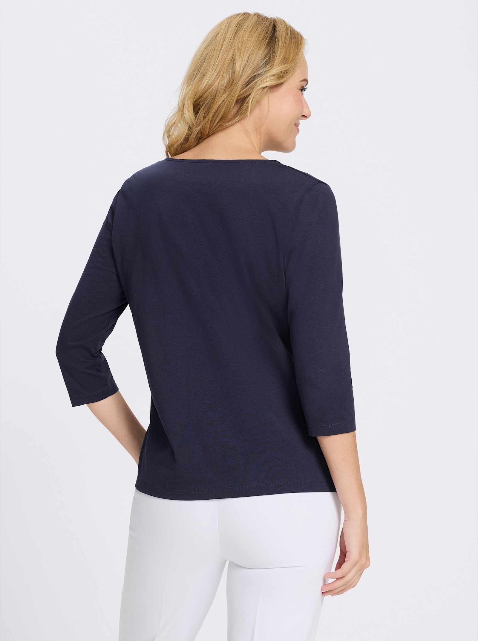 3/4-Arm-Shirt aus reiner Baumwolle - marine