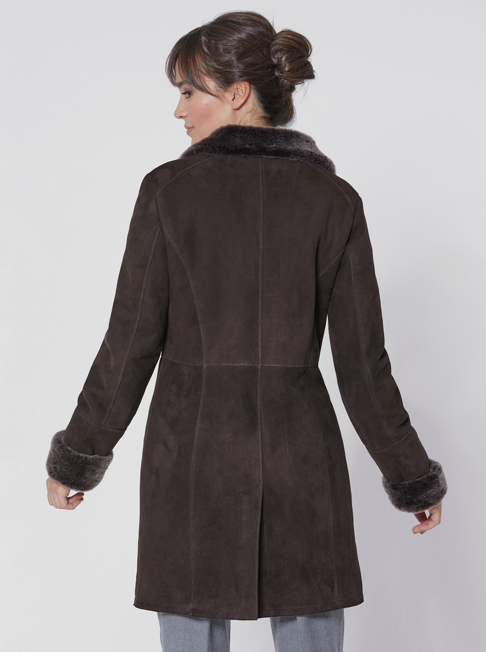 Mainpol Veste en peau d'agneau en cuir d'agneau nappa - marron