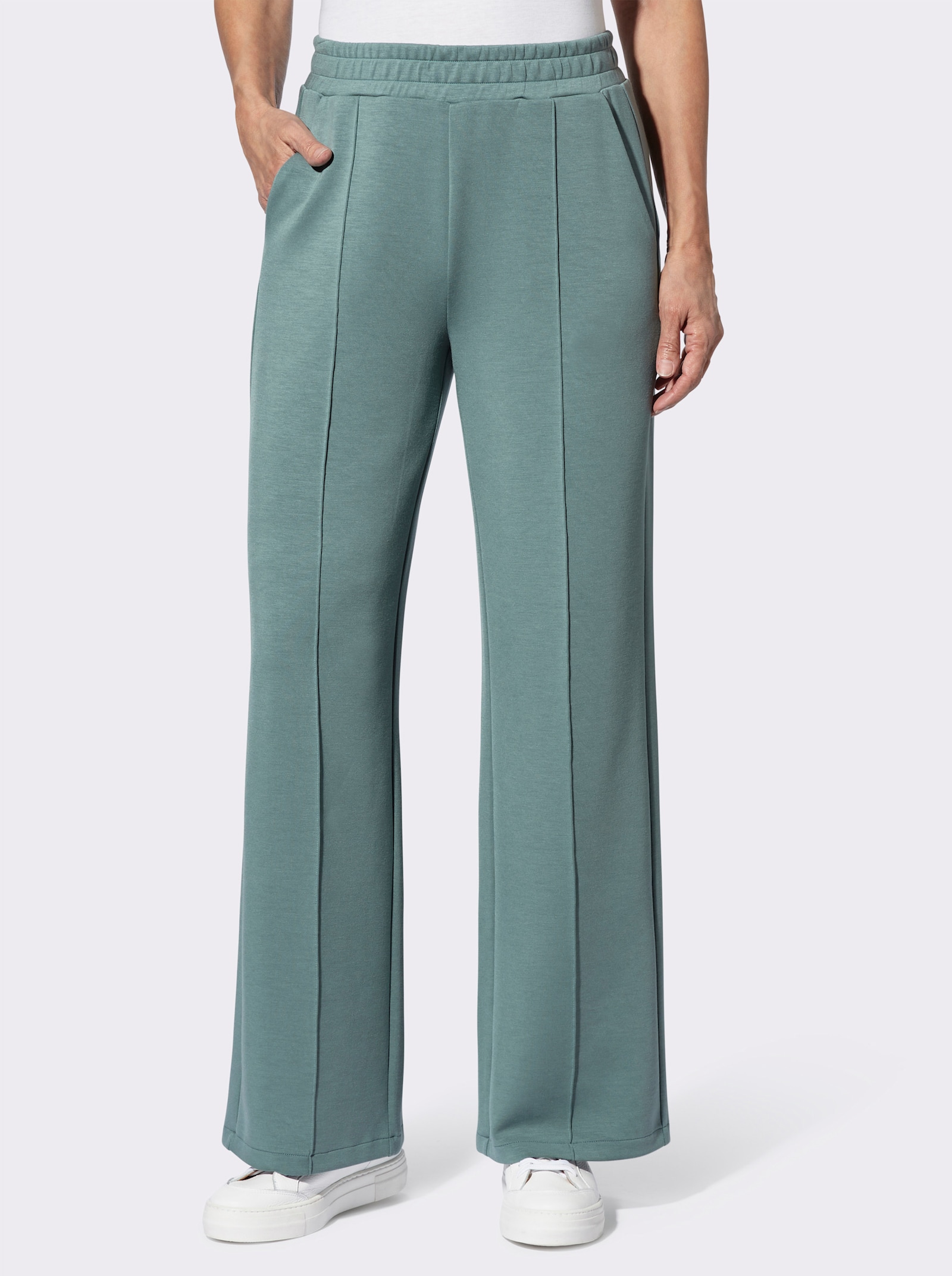 Broek van soepel vallende jersey - jade