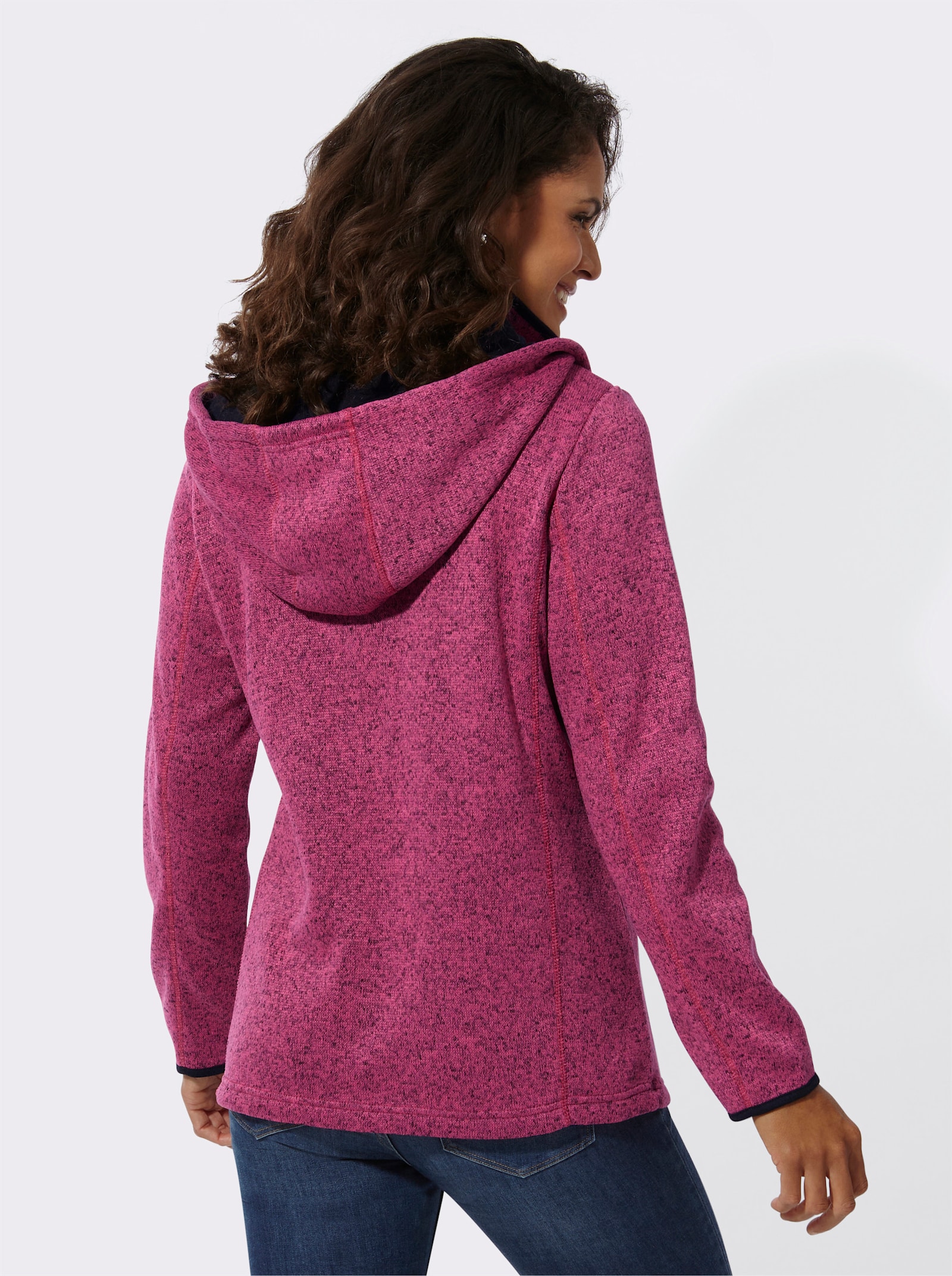 Fleecejack in antipilling-uitvoering - fuchsia gemêleerd