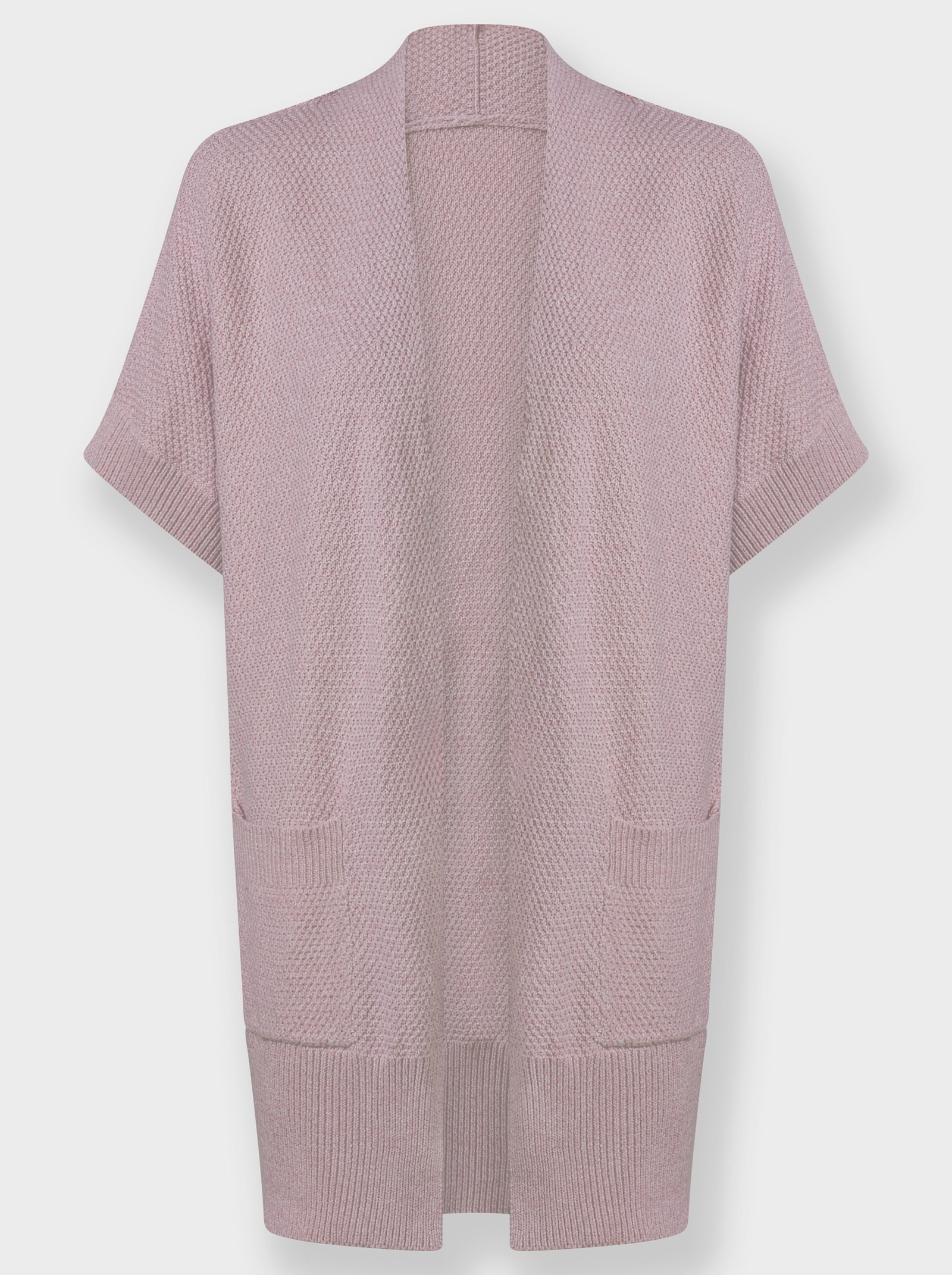 Longstrickjacke , verschlusslos - mauve-meliert