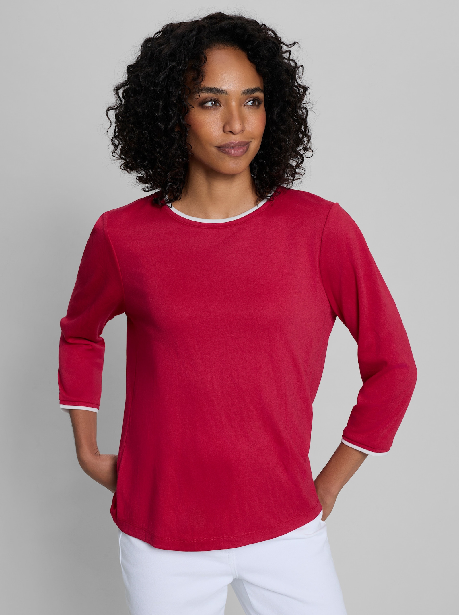 heine Langarmshirt mit Kontrast-Details - rot