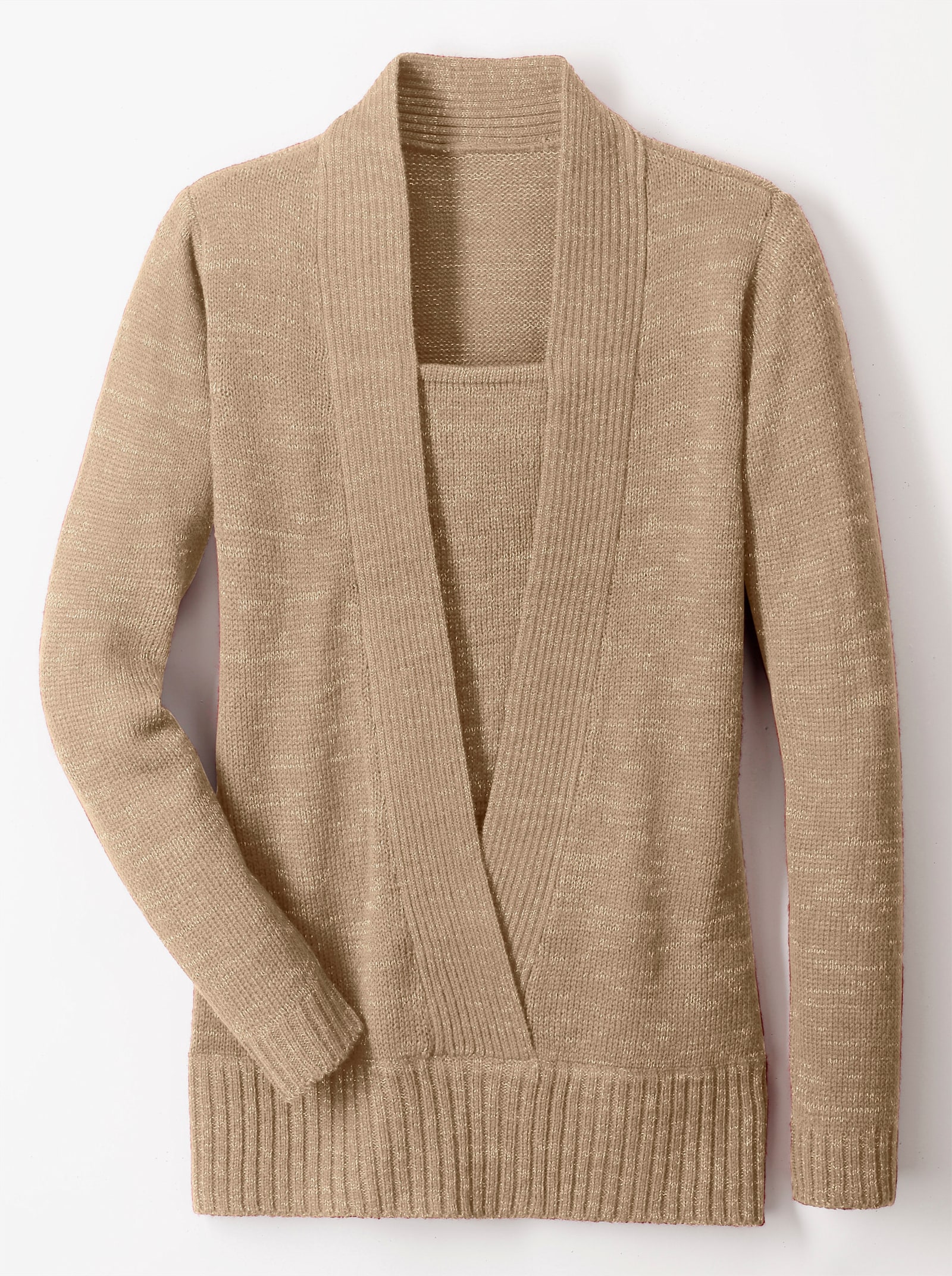 2-in-1-Pullover mit Schalkragen-Optik - goldfarben-meliert