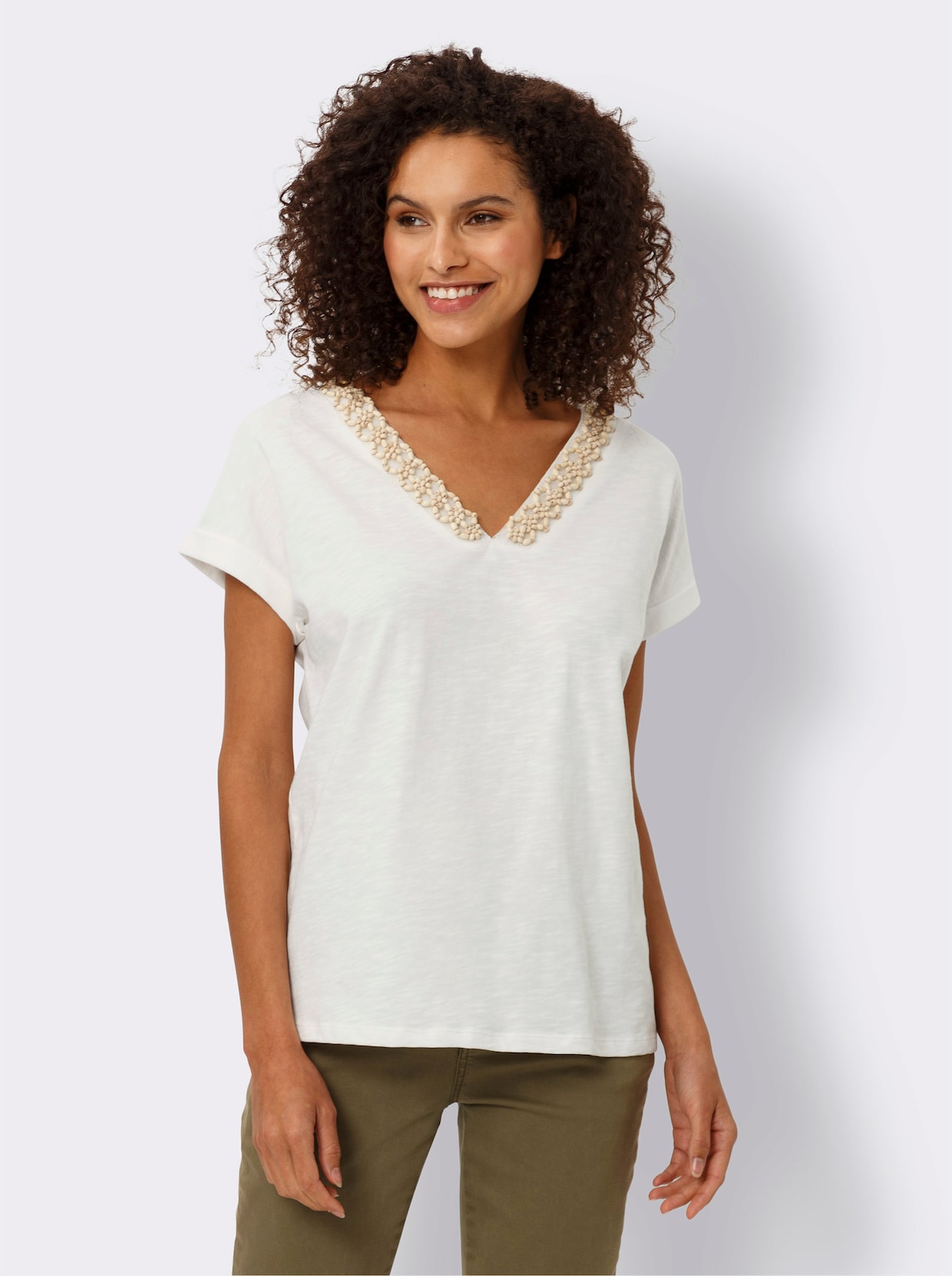 heine T-shirt en V - écru