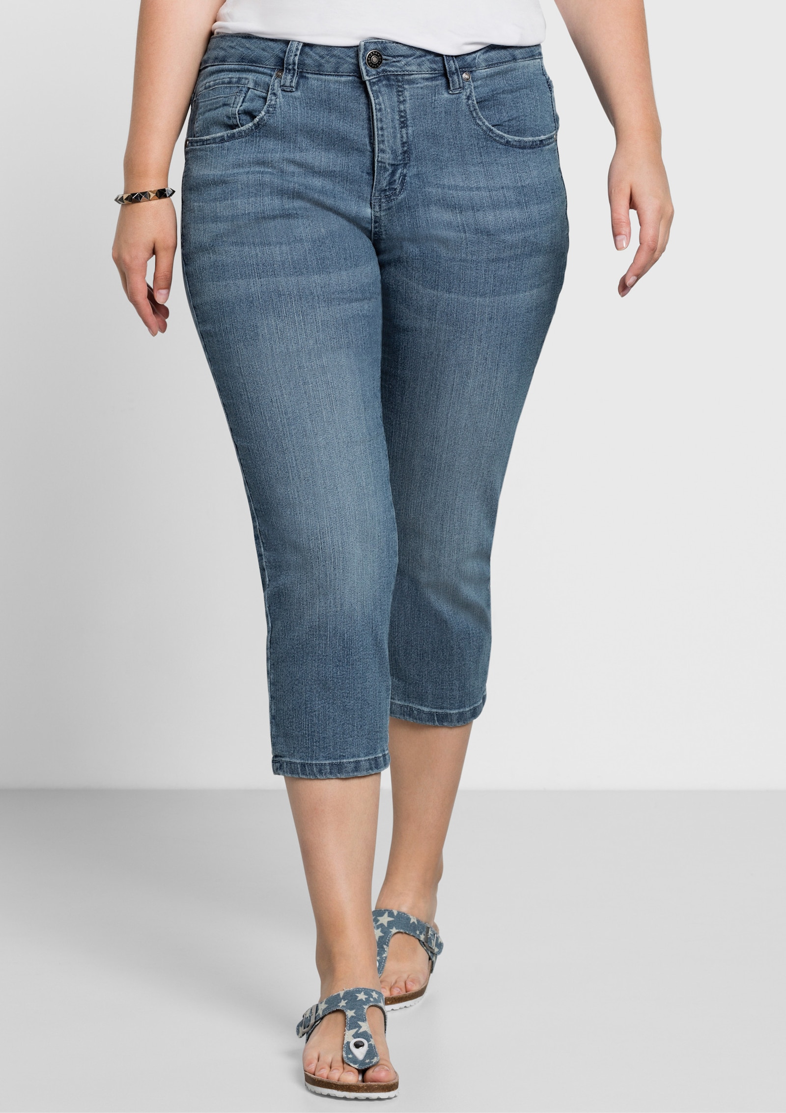sheego Oprolbare capri-jeans - light blue-denim