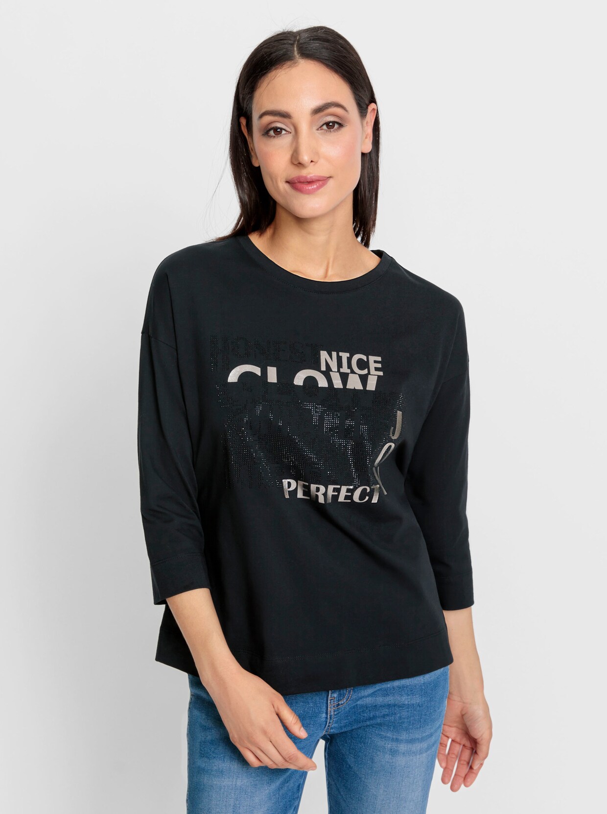heine Shirt met ronde hals - zwart