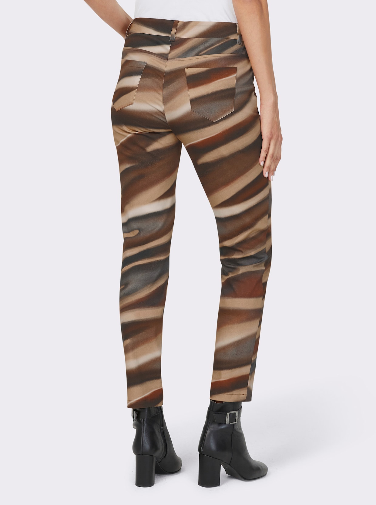 heine Broek met print - camel/grijs bedrukt