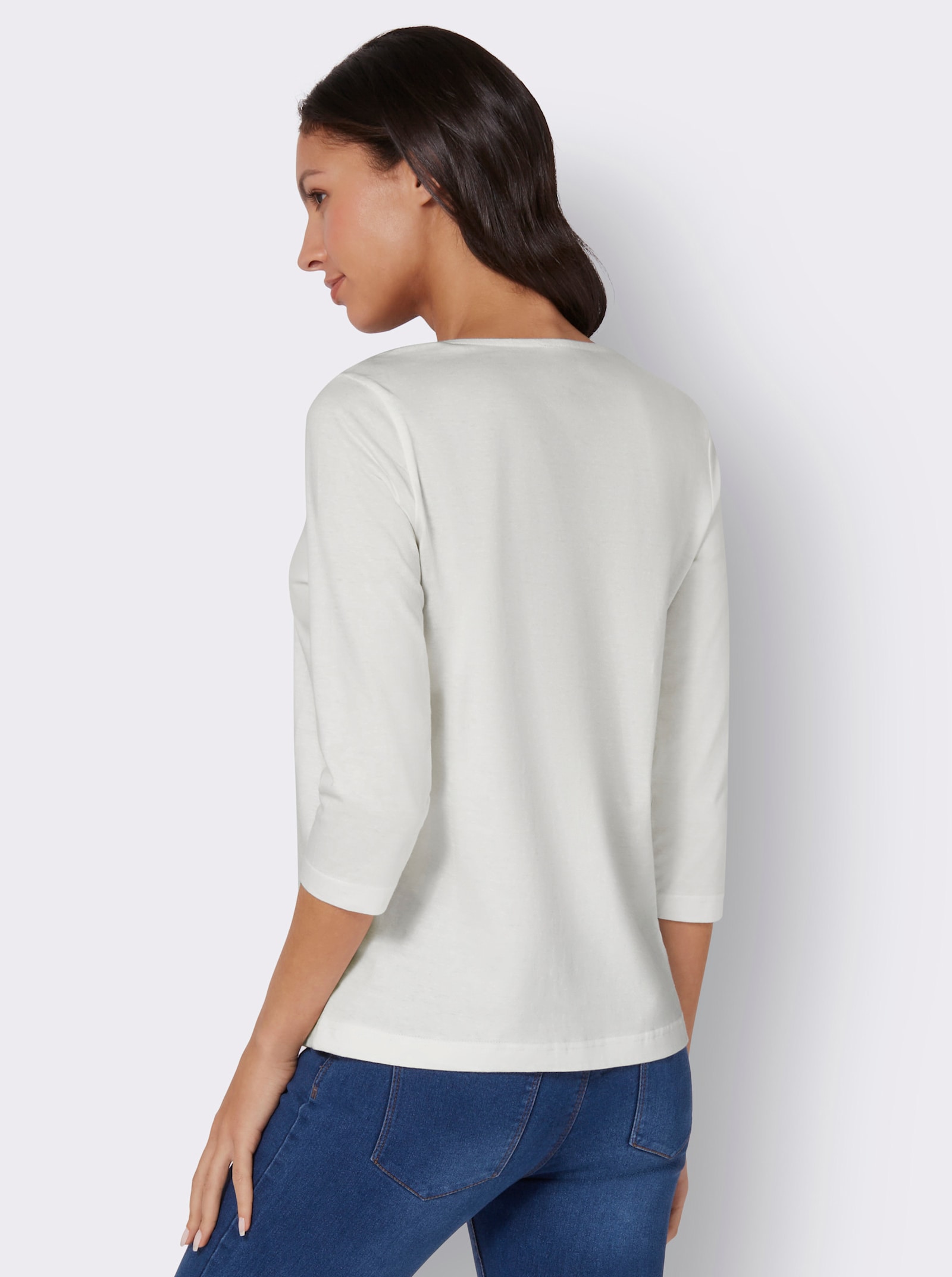 Spitzenshirt mit 3/4-Ärmeln - ecru