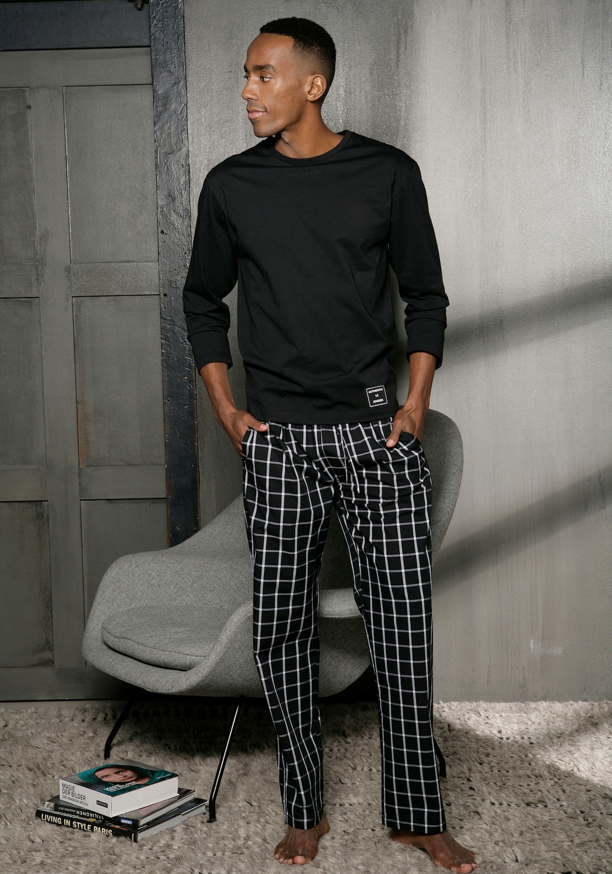 AUTHENTIC LE JOGGER Pyjama - zwart geruit