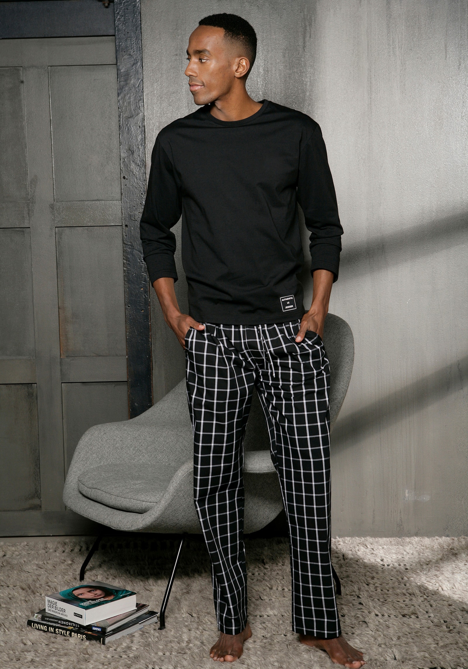 AUTHENTIC LE JOGGER Pyjama - schwarz-kariert