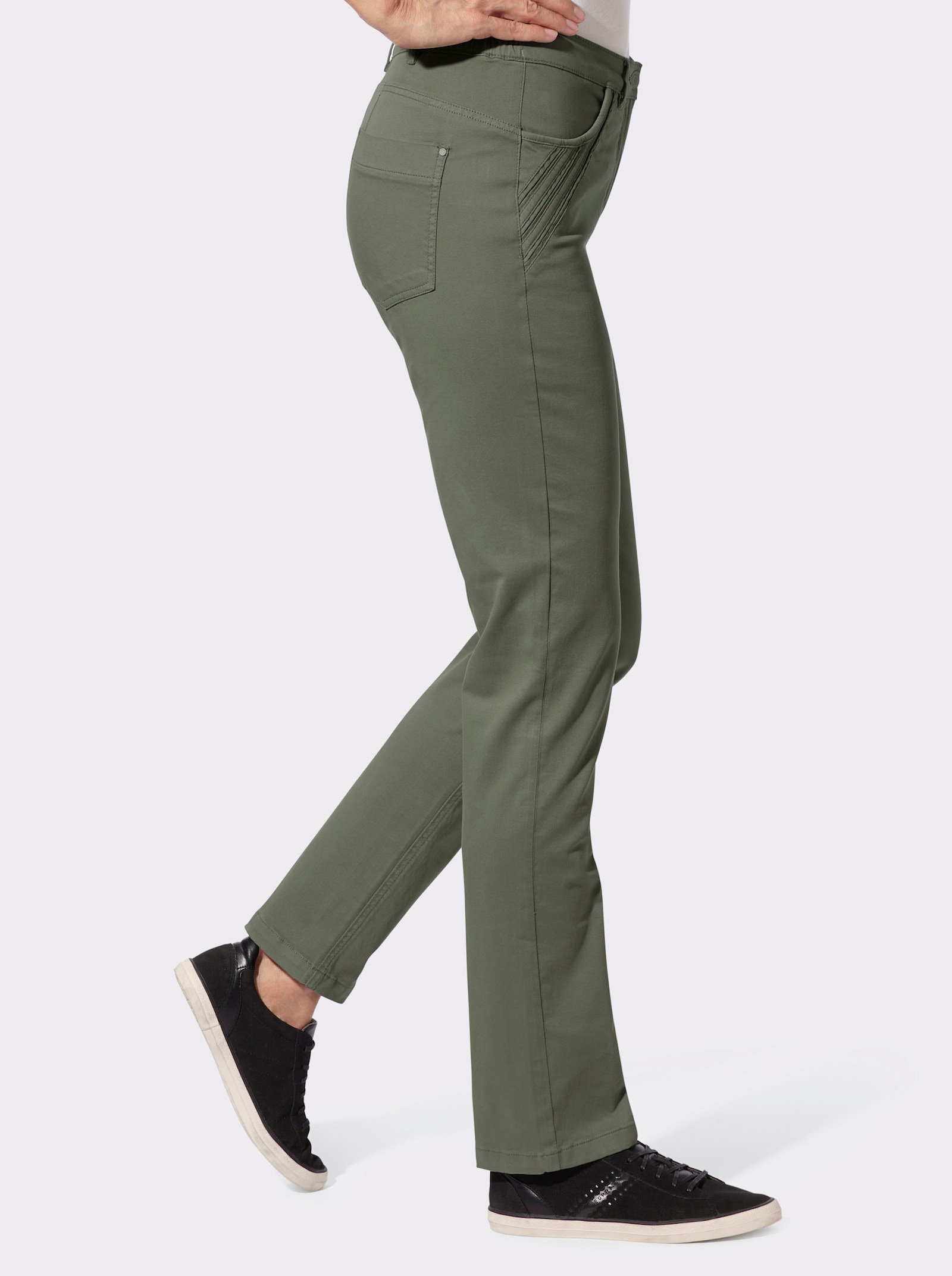 Jeans mit seitlichem Dehnbund - khaki