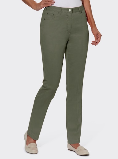Gerade Jeans mit Bügelfalten - khaki