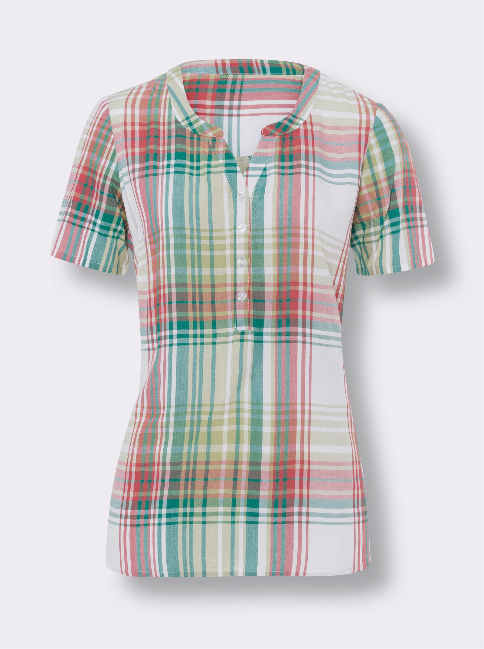 Karobluse aus reiner Viskose - smaragd-grapefruit-kariert