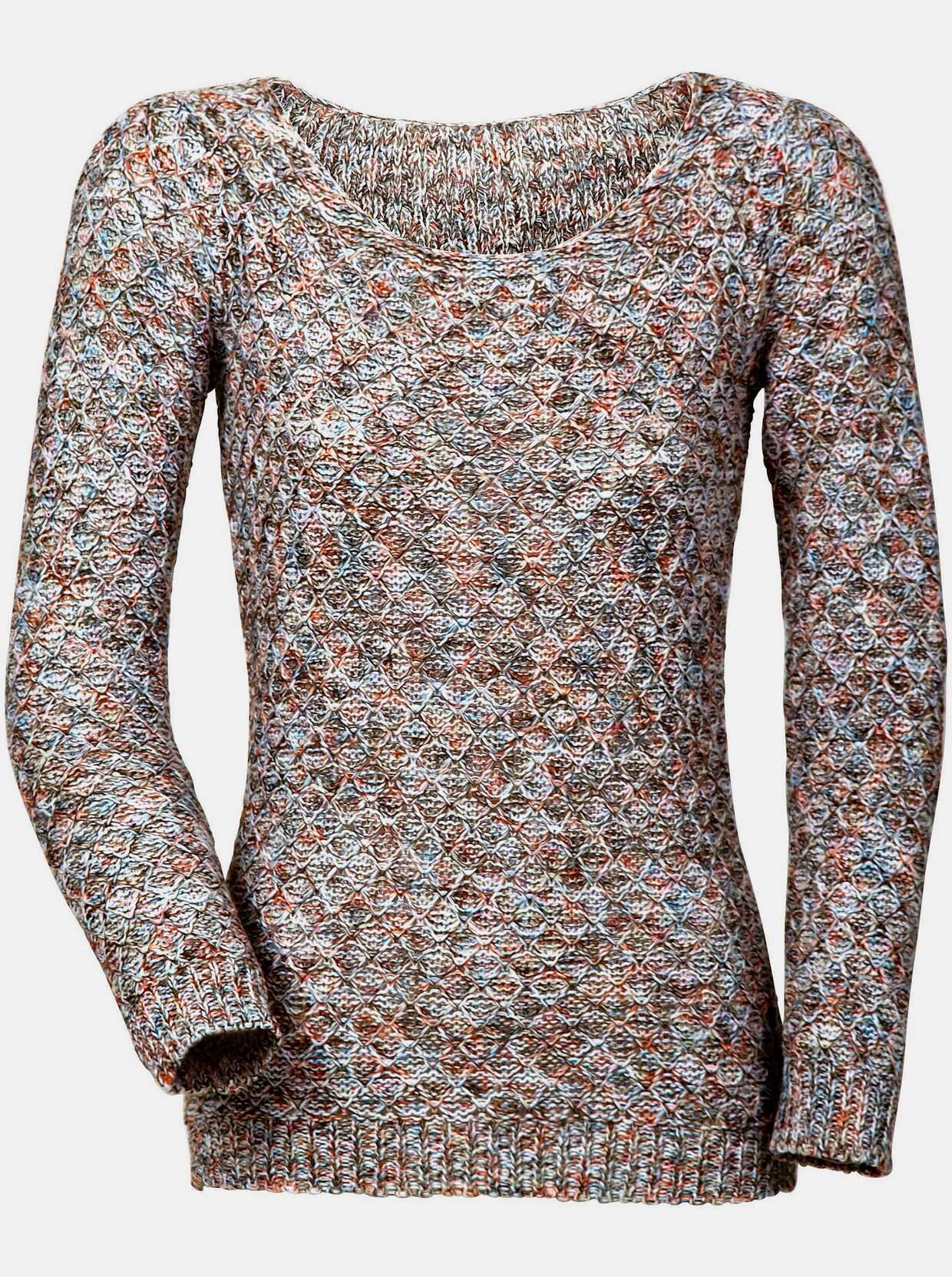 Pullover met ronde hals - ecru gedessineerd