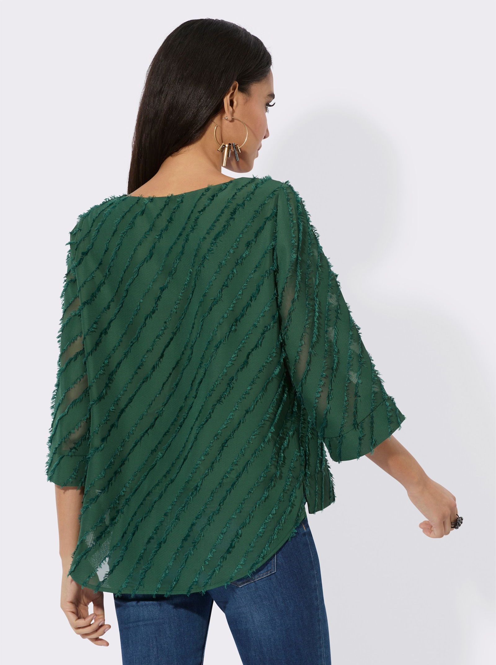 Schlupf-Bluse in Crêpe-Qualität - moos