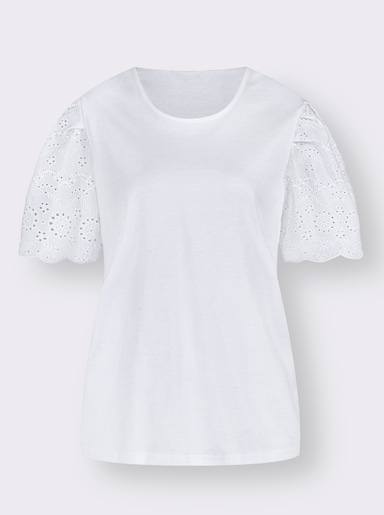 Shirt met korte mouwen en ajourwerk - wit