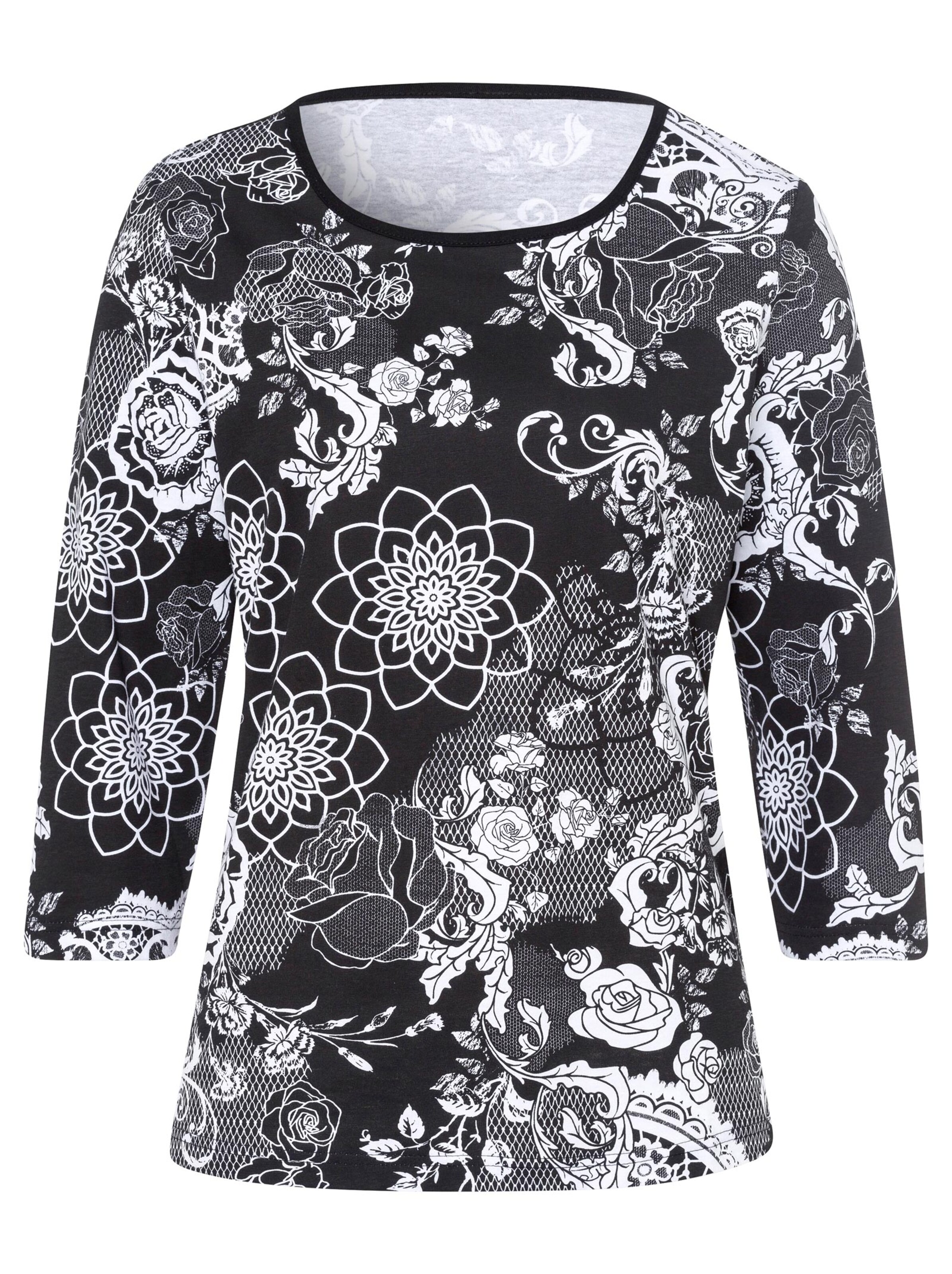 Shirt - schwarz-weiß-gemustert