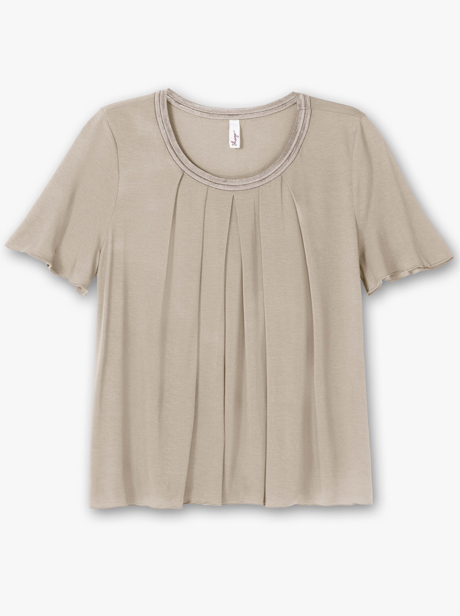 sheego Shirt mit Kellerfalte vorn - beige