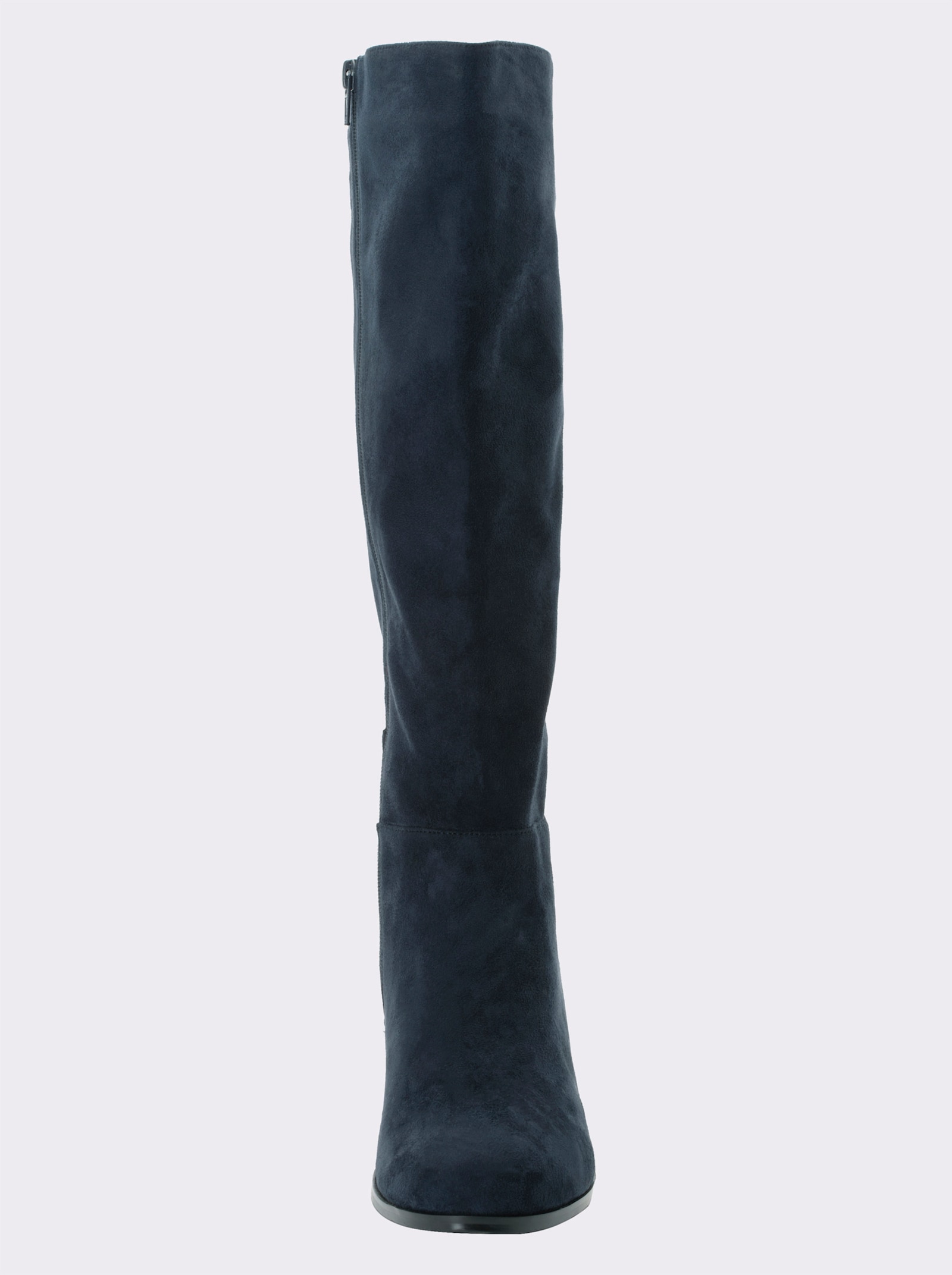 sheego Weitschaftstiefel aus Velours-Lederimitat - jeansblau