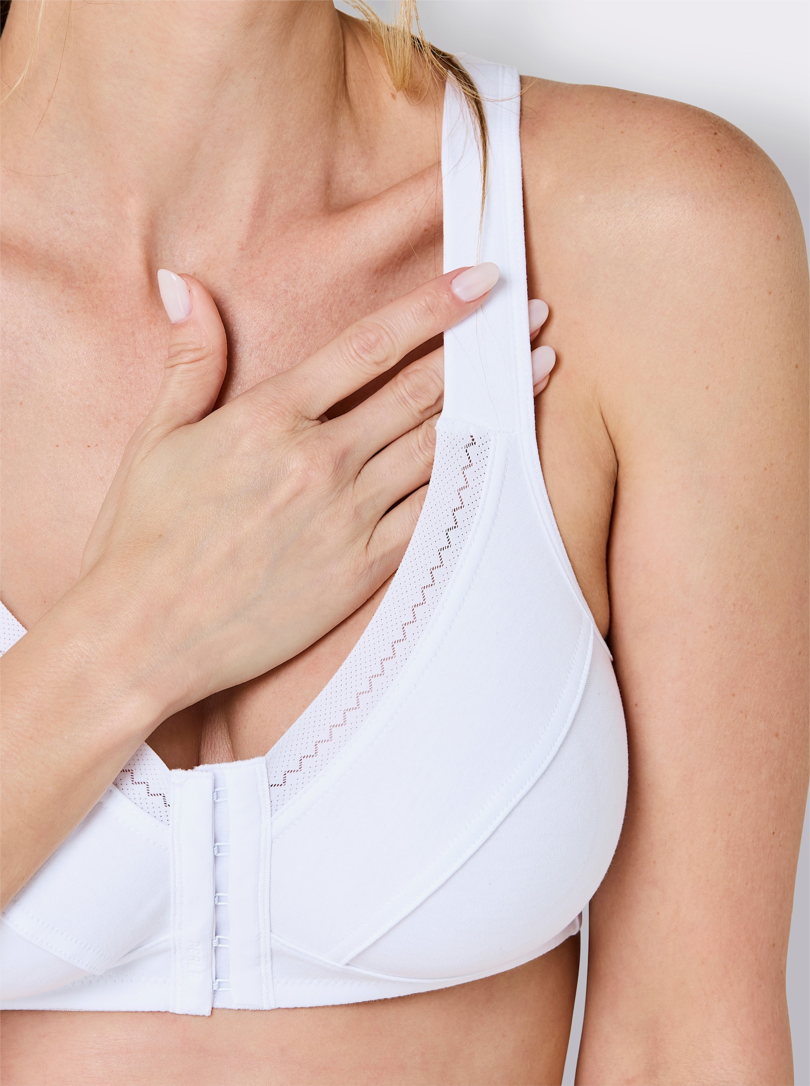 wäschepur Vorderverschluss-BH ohne Bügel mit Zierband - weiß