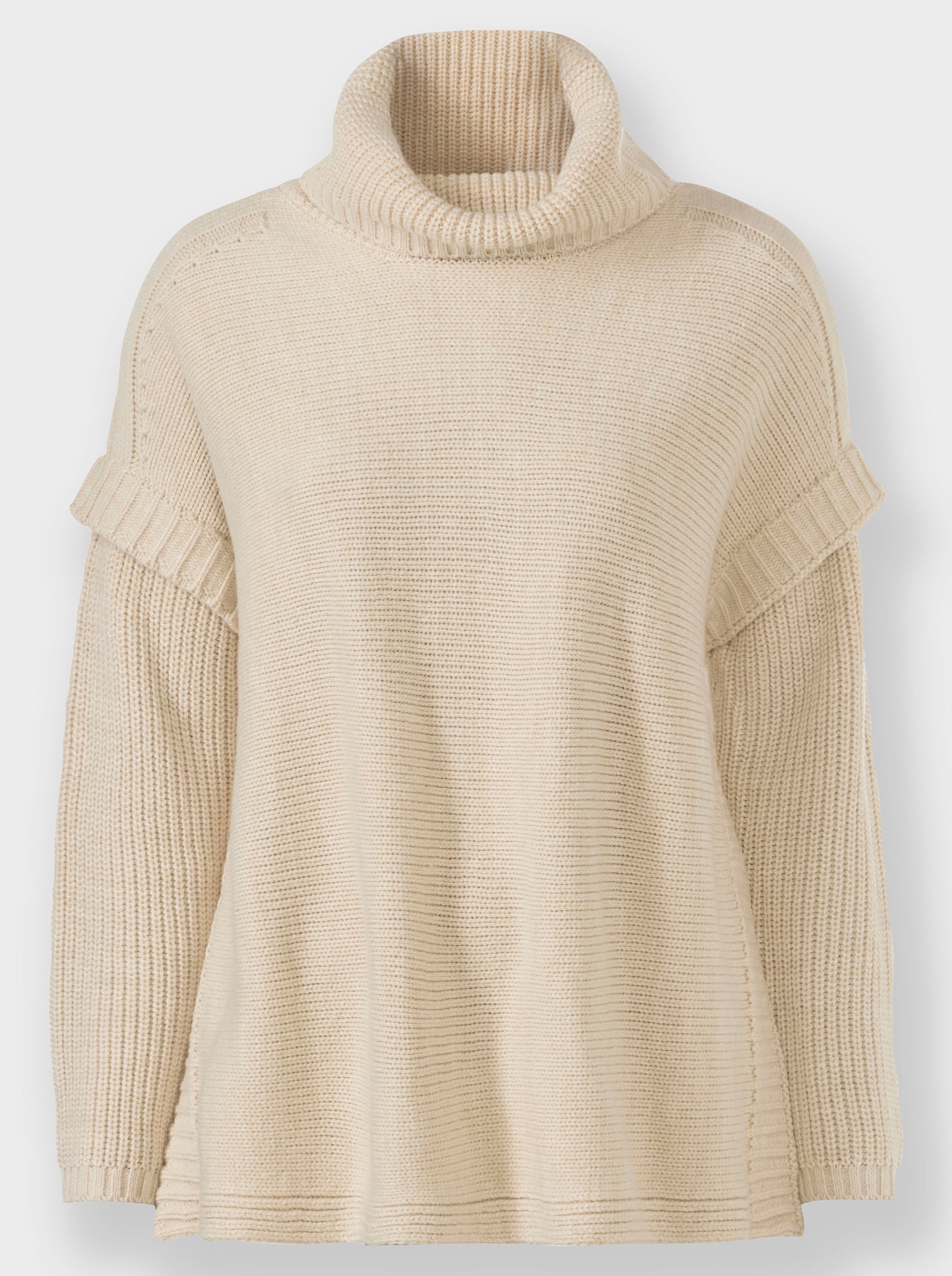 heine Rollkragenpullover in Poncho-Optik - sand-meliert