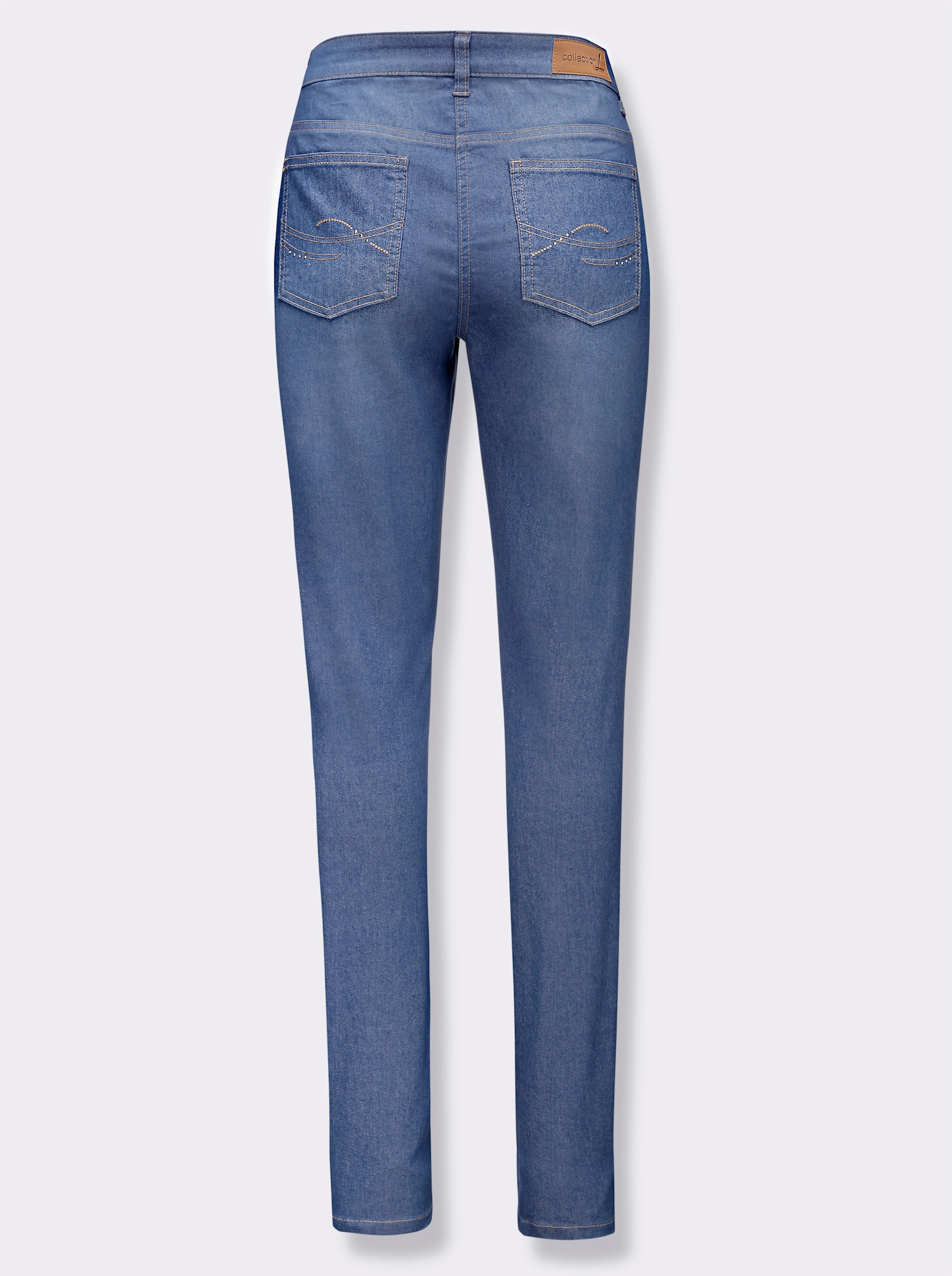 Jeans met glittersteentjes - jeansblauw