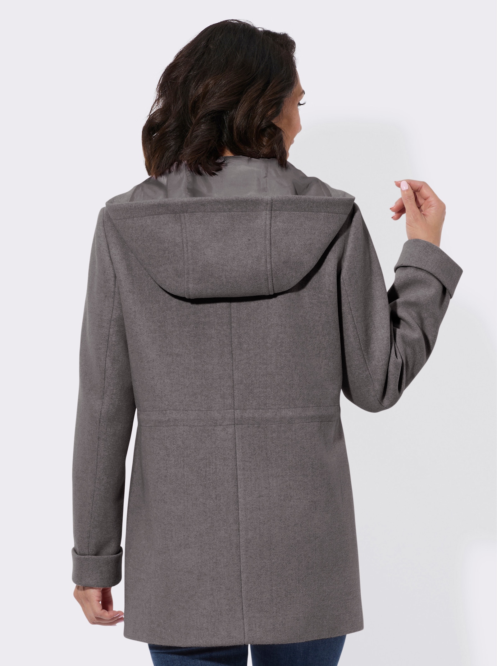 Kapuzenjacke mit Innentasche - anthrazit-meliert