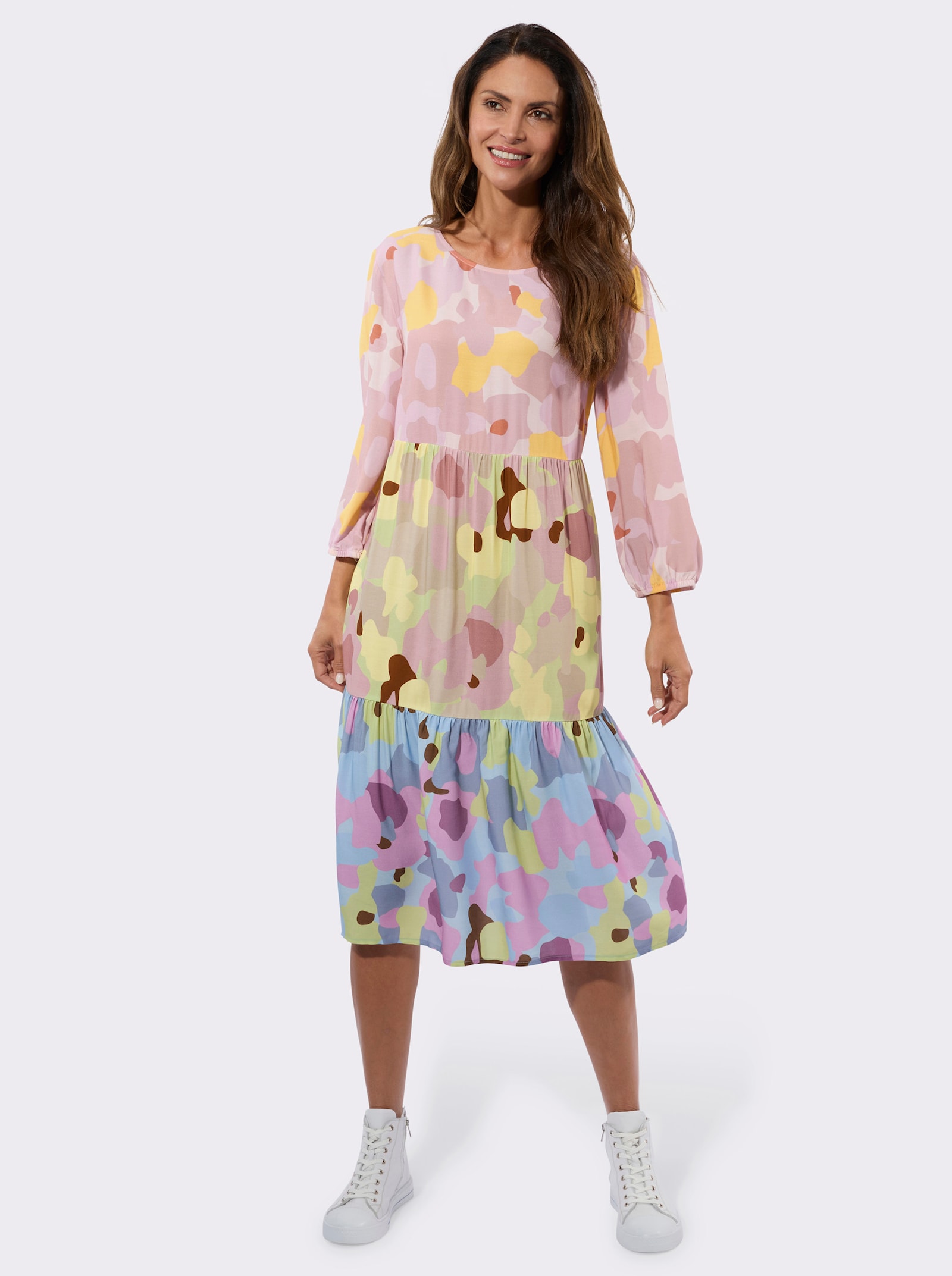 Sommerkleid in A-Linie - pistazie-hellblau-bedruckt