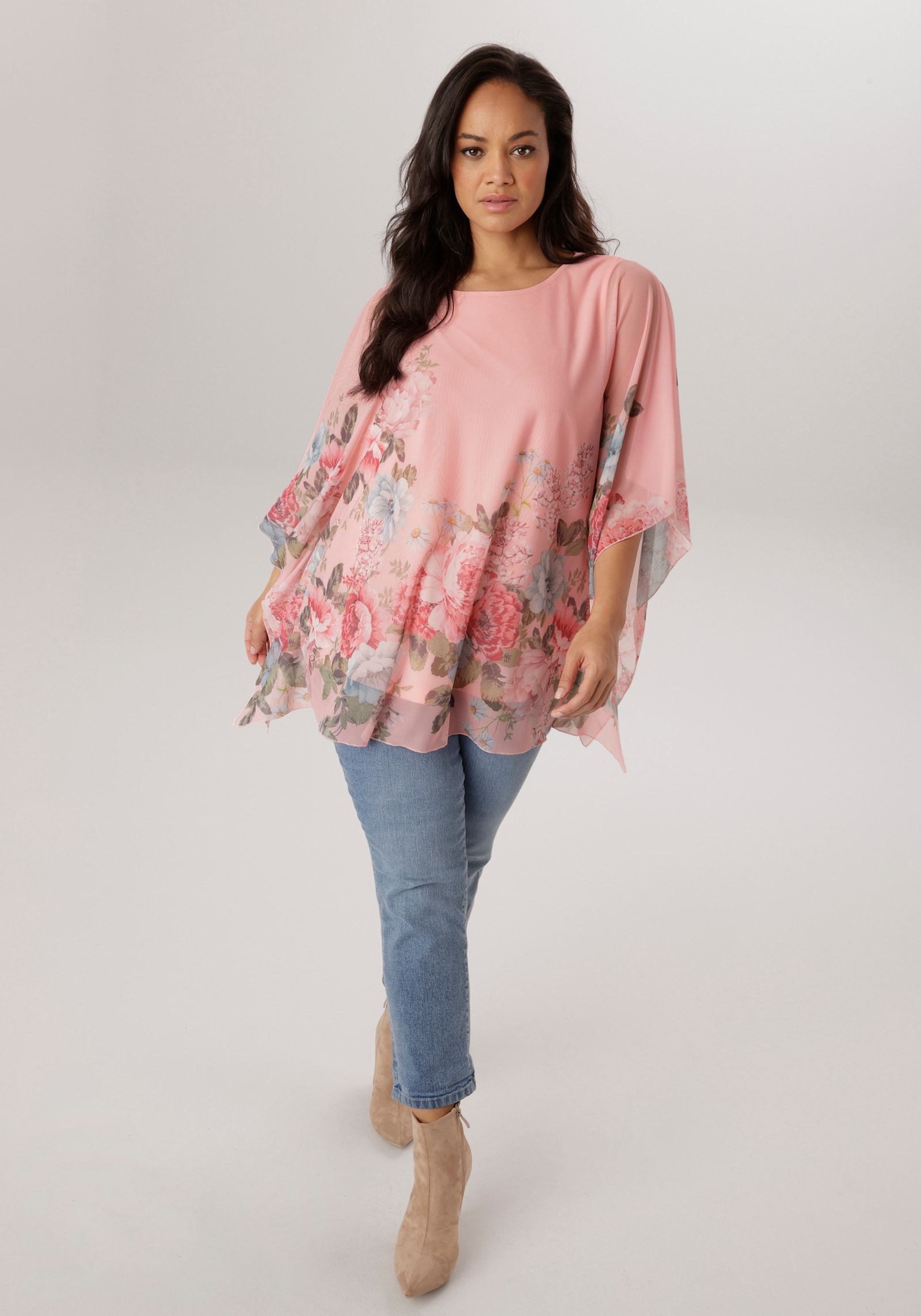 Aniston PLUS Blusenshirt - rose-grün-hellblau