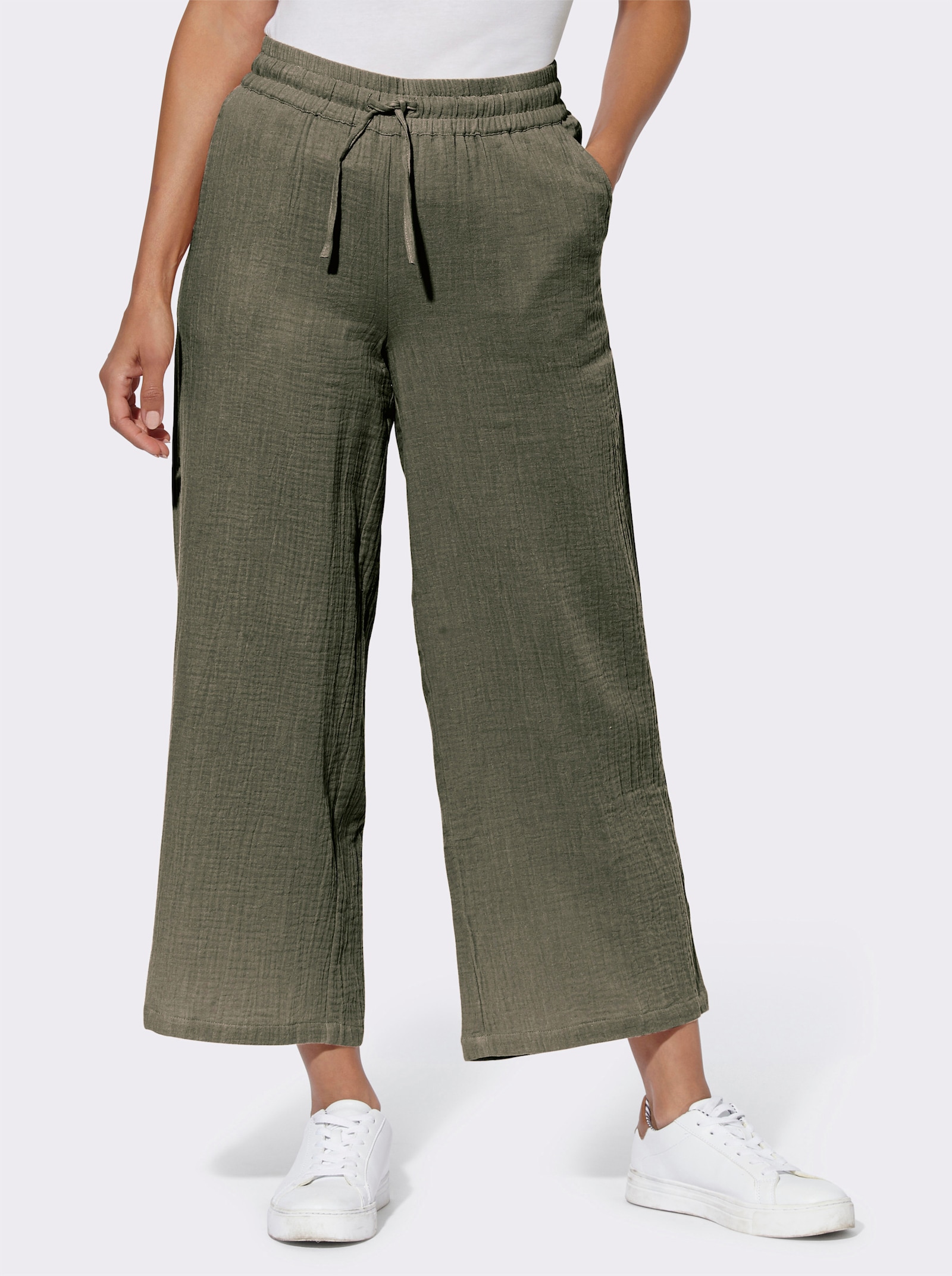 Culotte van structuurmateriaal - kaki
