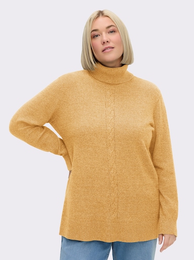 sheego Rollkragenpullover - ocker-meliert