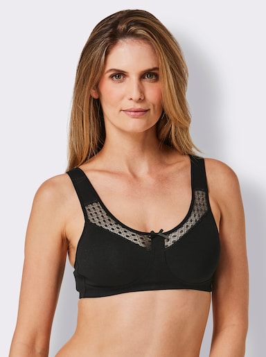 wäschepur Entlastungs-BH ohne Bügel mit Spitzen-Einsatz - schwarz