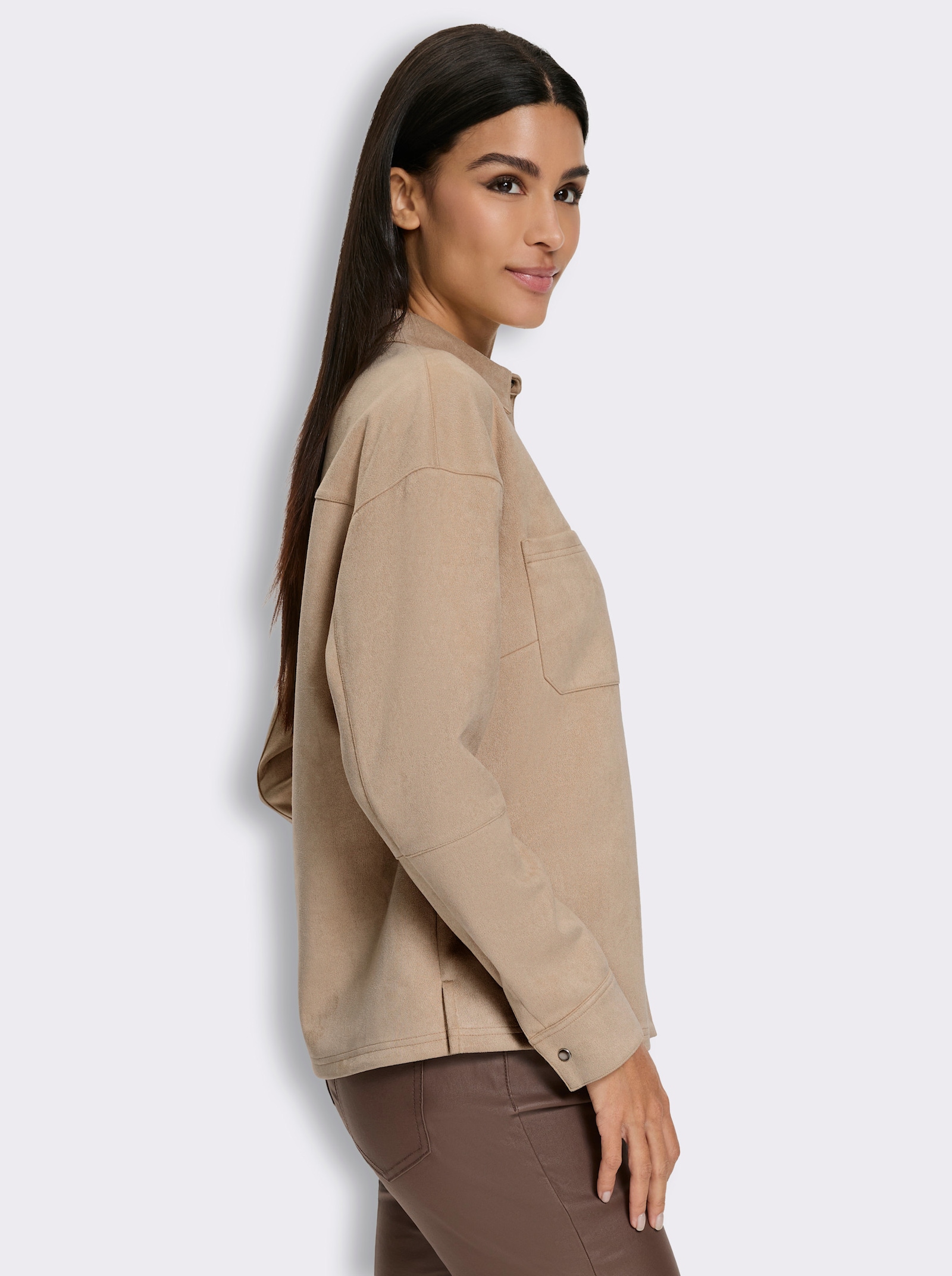 heine Hemdbluse aus Veloursleder-Imitat - beige