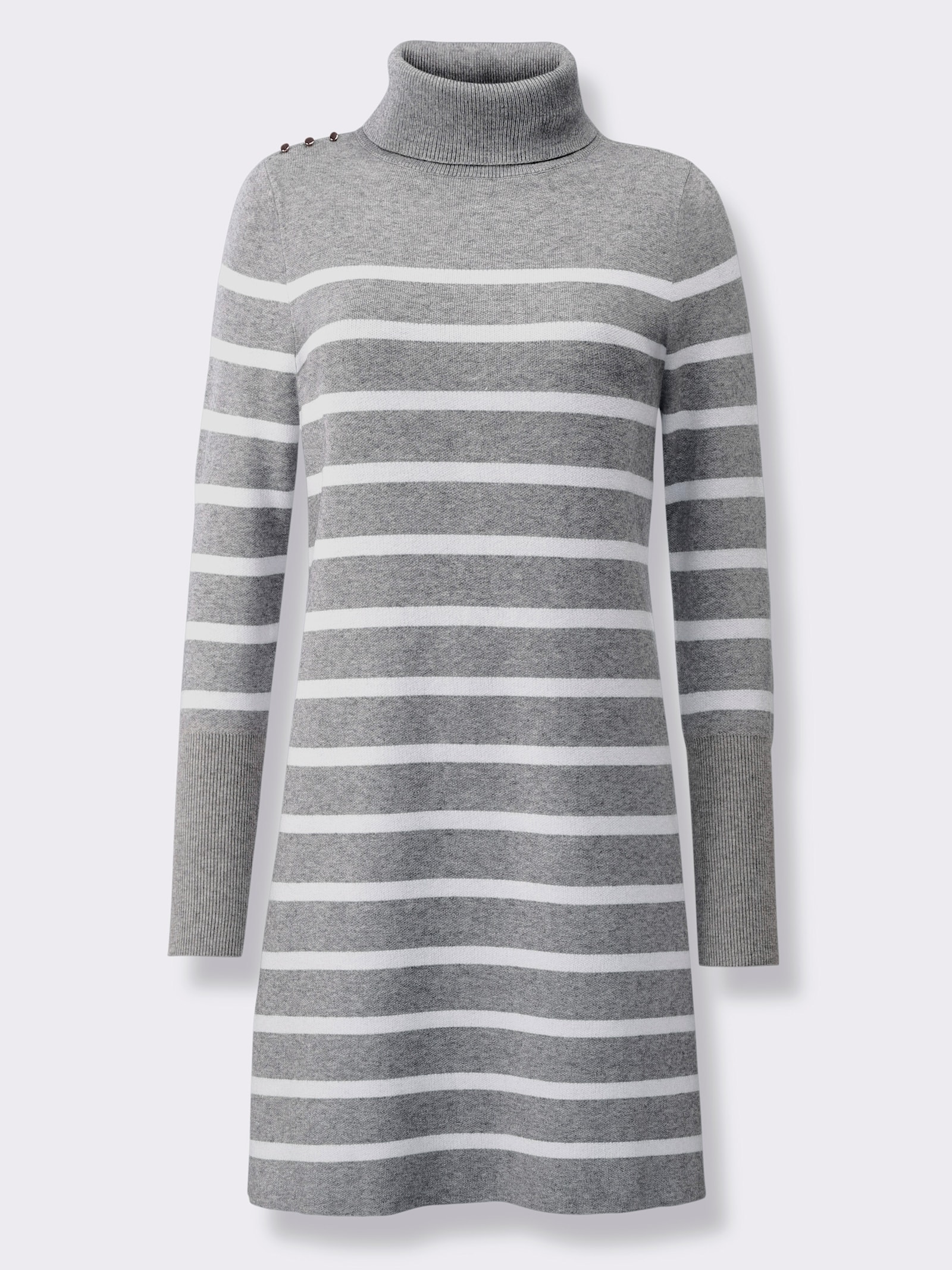 heine Strickkleid mit Ringelmuster - grau-ecru-gestreift
