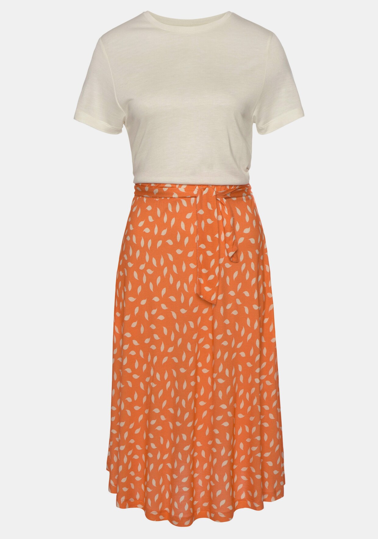 Vivance Jersey jurk - oranje/crème bedrukt