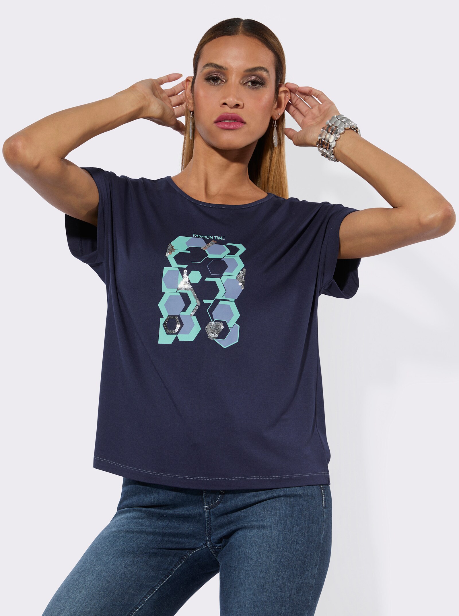 Druck-Shirt - marine-bedruckt