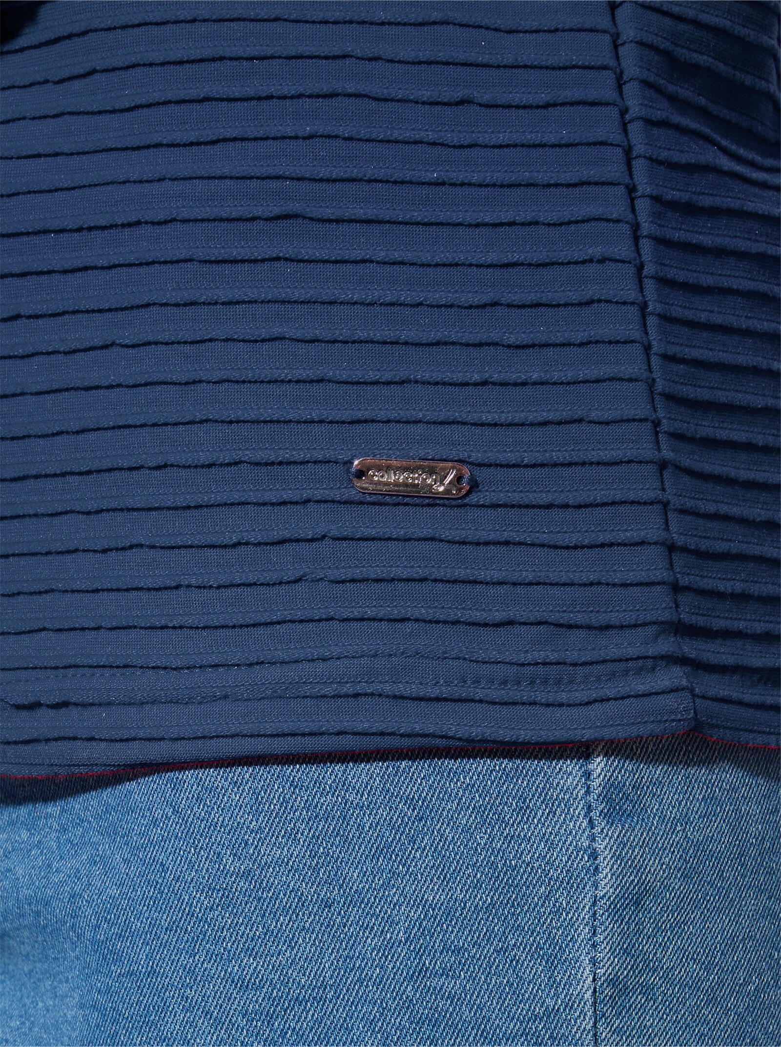 Langarmshirt mit U-Boot-Ausschnitt - jeansblau