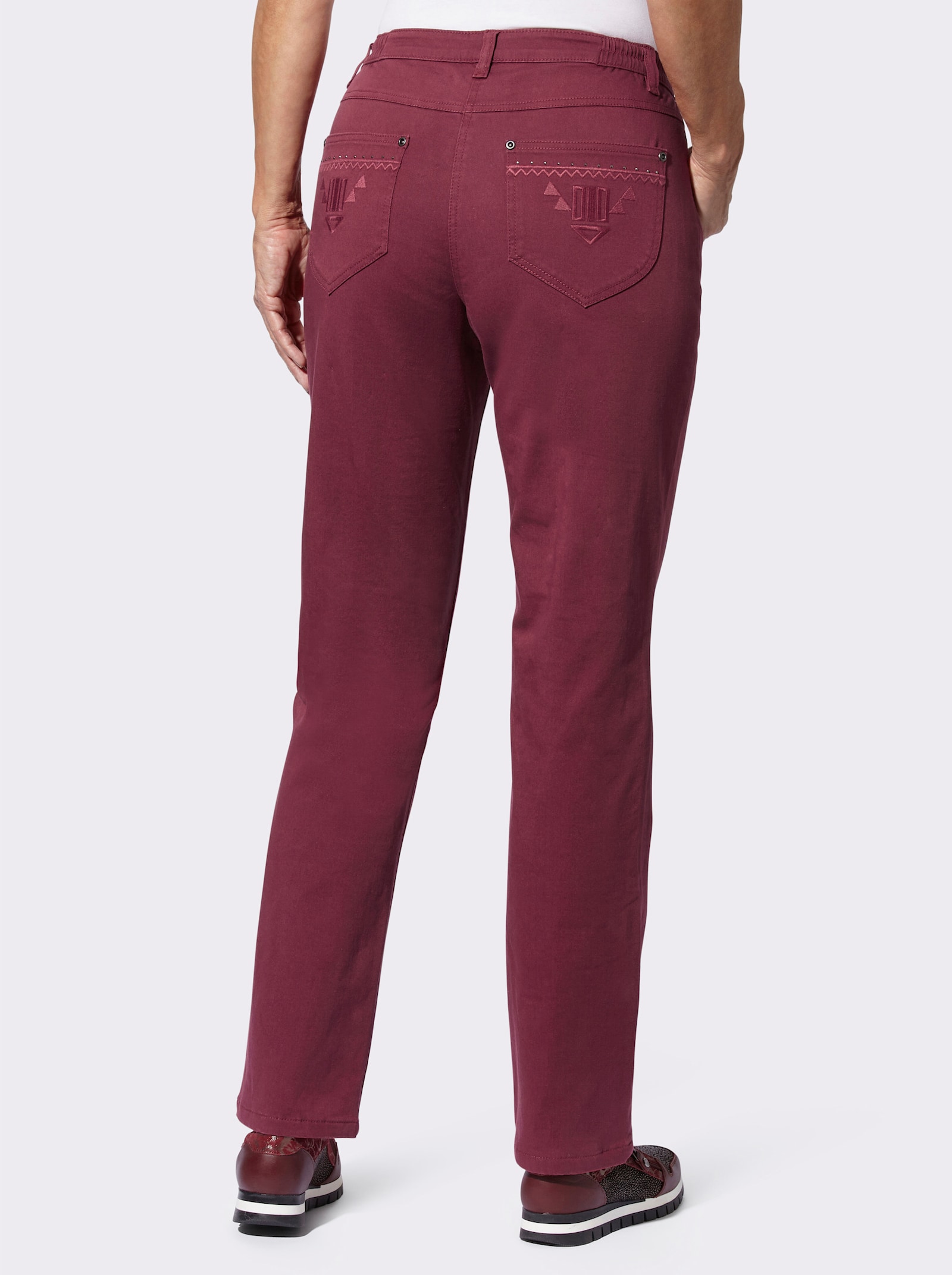 Jeans met versiering van pailletten - bordeaux