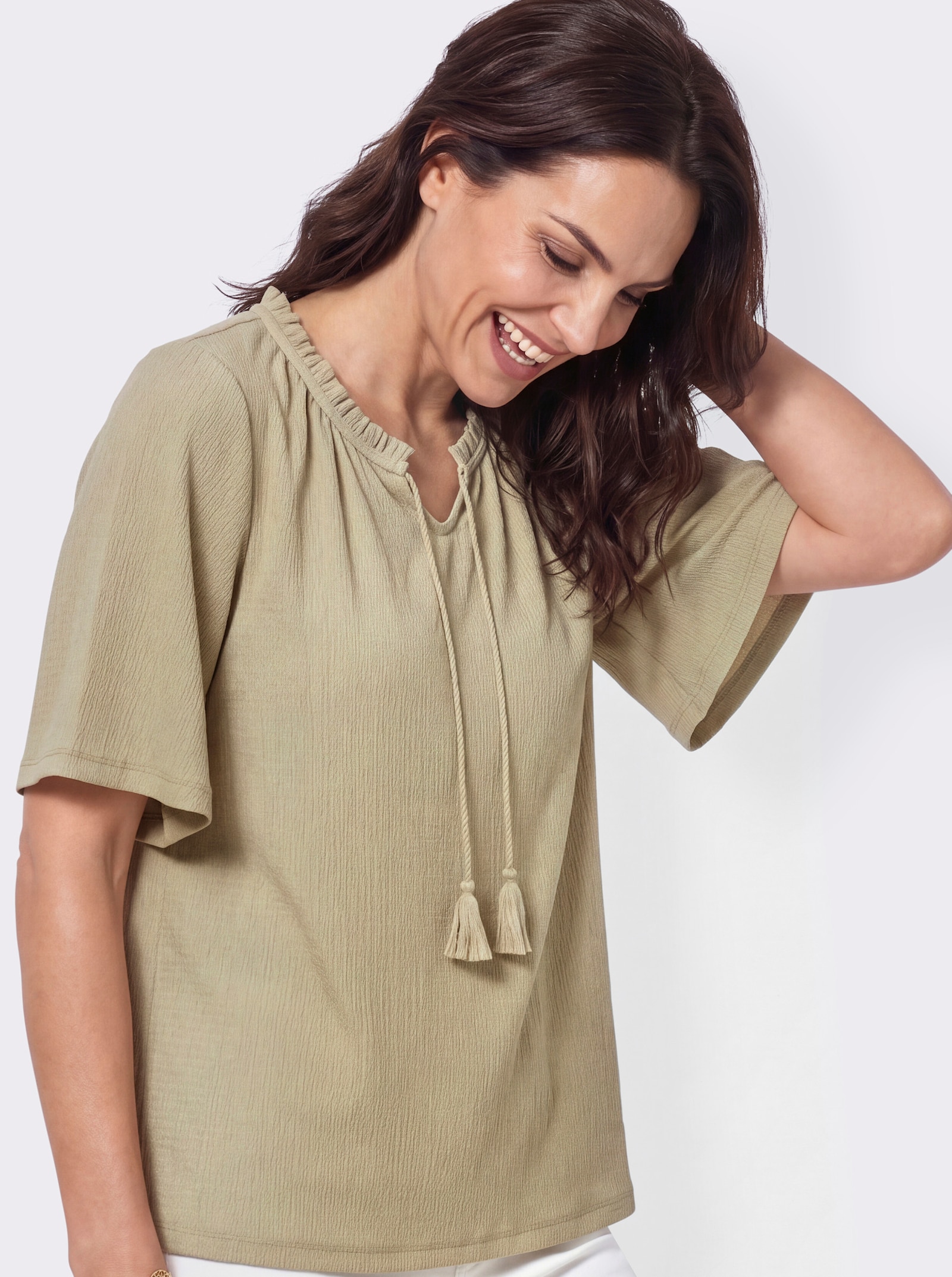 Shirt in Jacquard-Struktur - sand