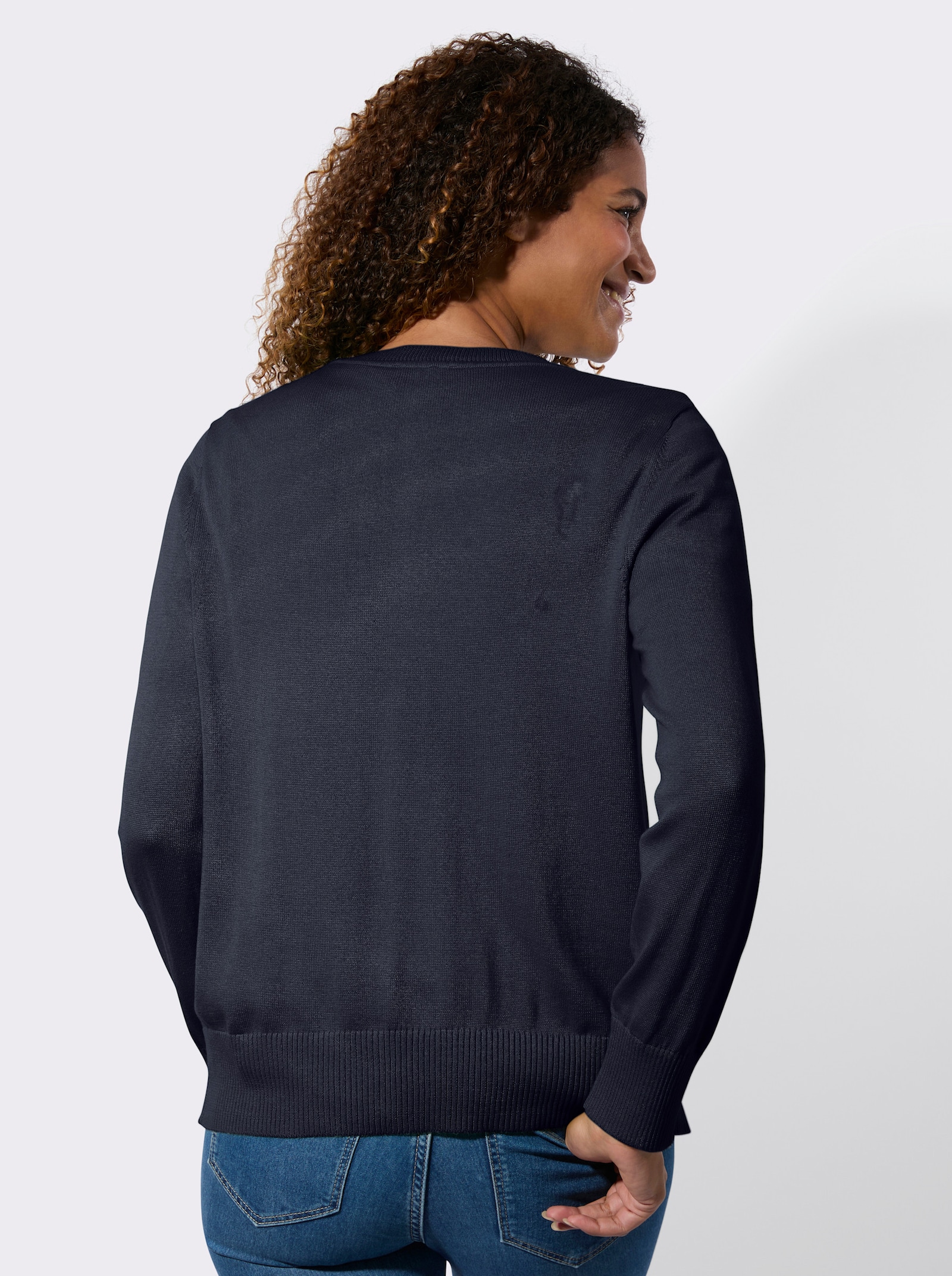 Kardigán s rebrovanými zakončeniami - námornícka modrá