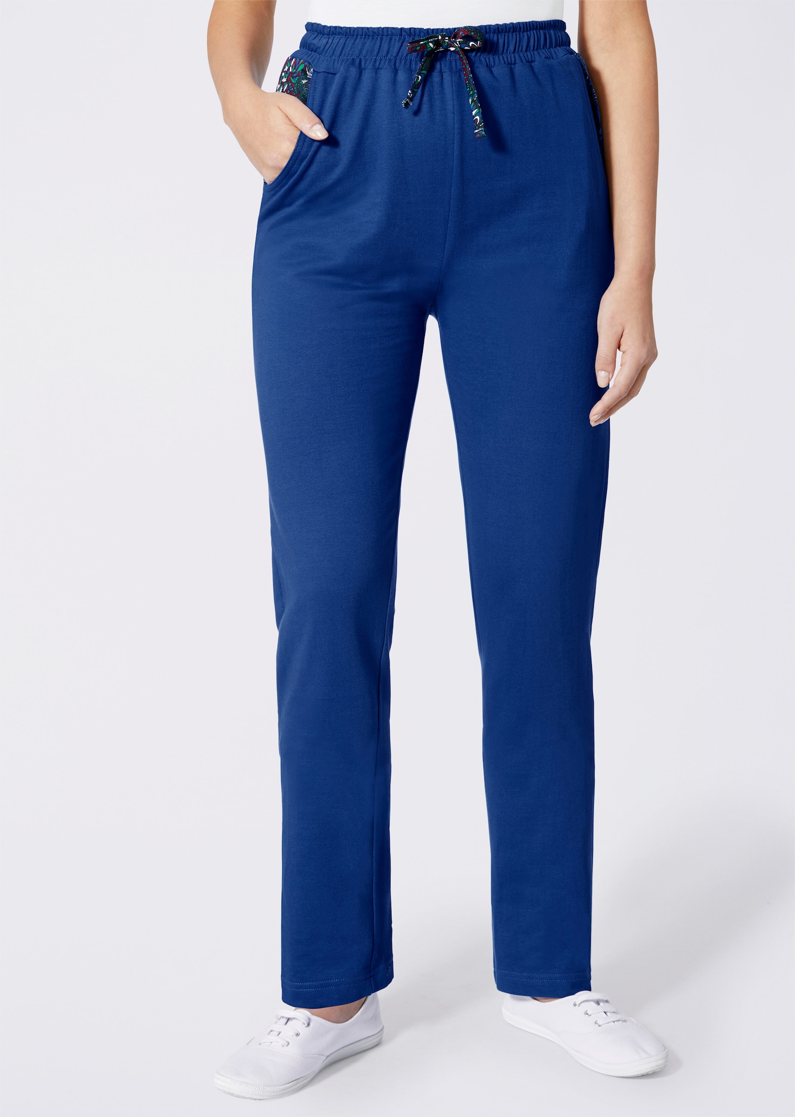 Jerseybroek met comfortband rondom - koningsblauw