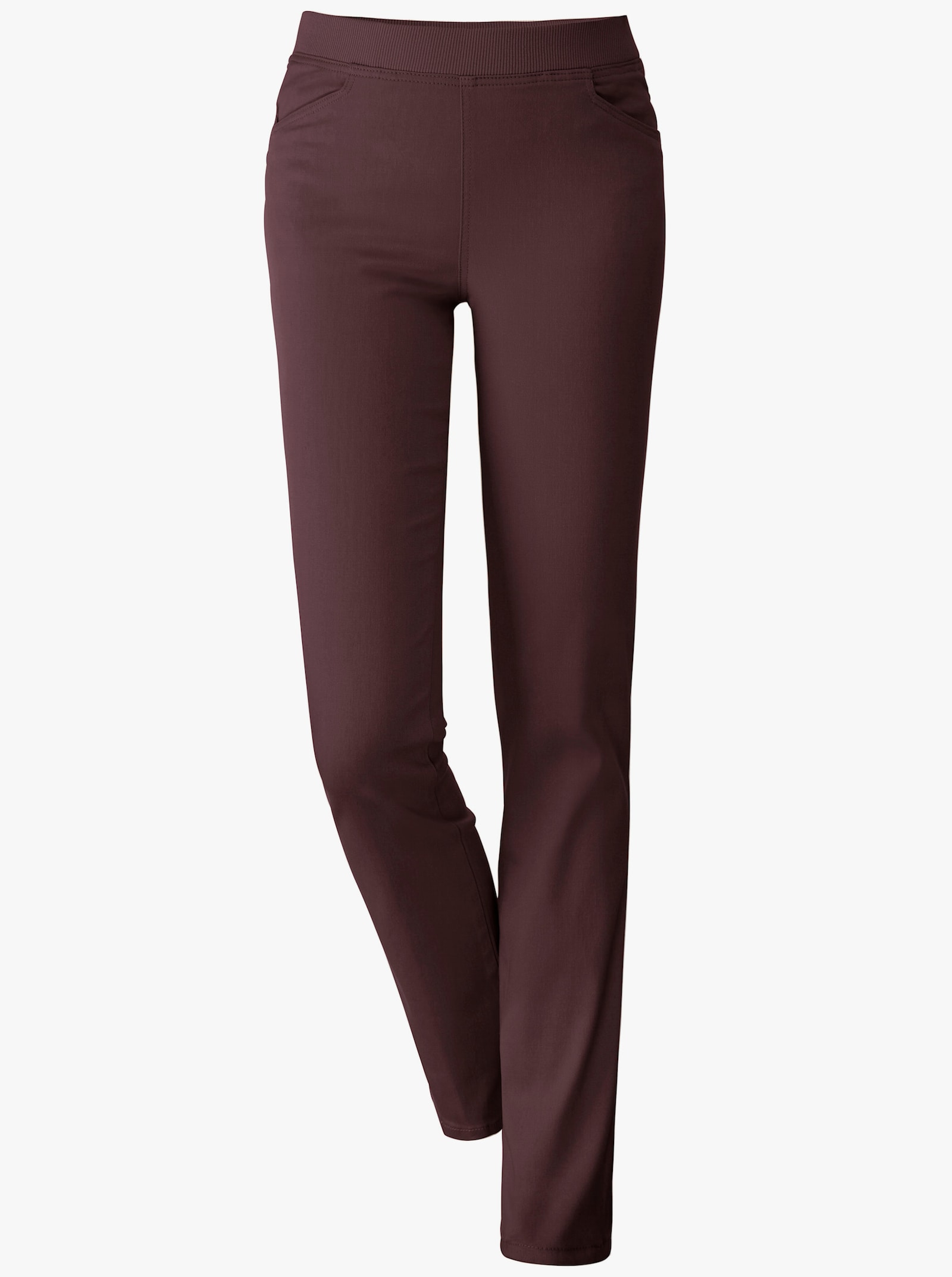 Stretchjeans met comfortband rondom - bordeaux