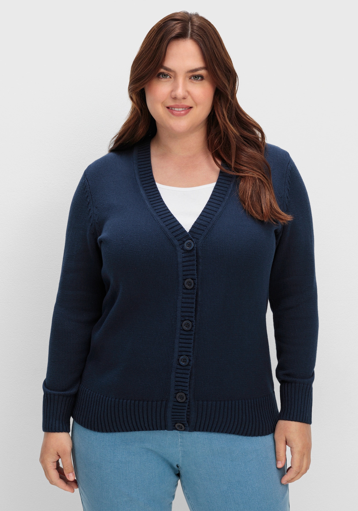 Strickjacke mit farblich abgestimmten Knöpfen - marine